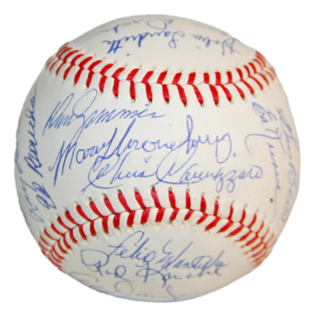 New York Mets 1962 Team Autographed Baseball With PSA Letter and Display Case: New York Mets 1962 Team Autographed Baseball With PSA Letter and Display Case This is an original 1962 New York Mets team-signed baseball featuring 26 signatures, including Richie Ashburn. The ball co