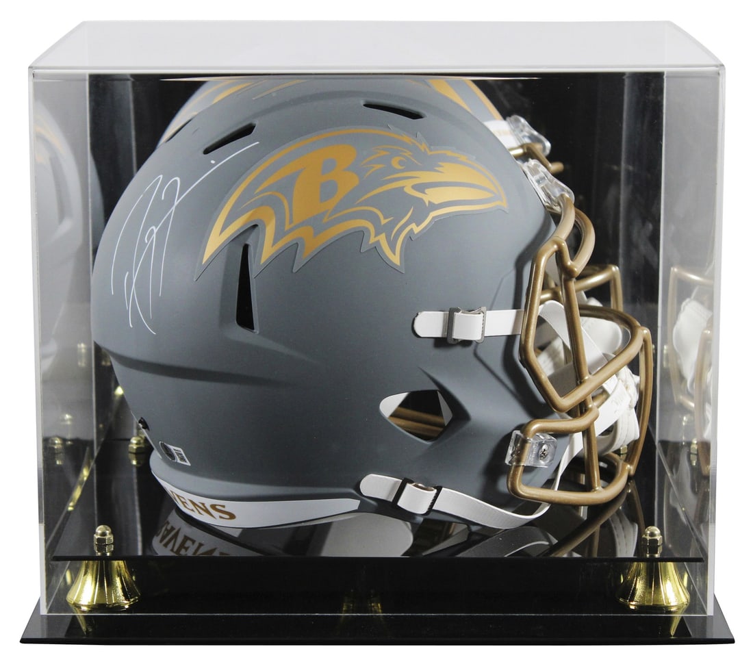 Ray Lewis Signed Ravens Slate Full Size Helmet with BAS Authentication: Ray Lewis Signed Ravens Slate Full Size Helmet with BAS Authentication This authentic Ray Lewis signed Baltimore Ravens slate full-size speed replica helmet is a must-have for collectors and fans alik