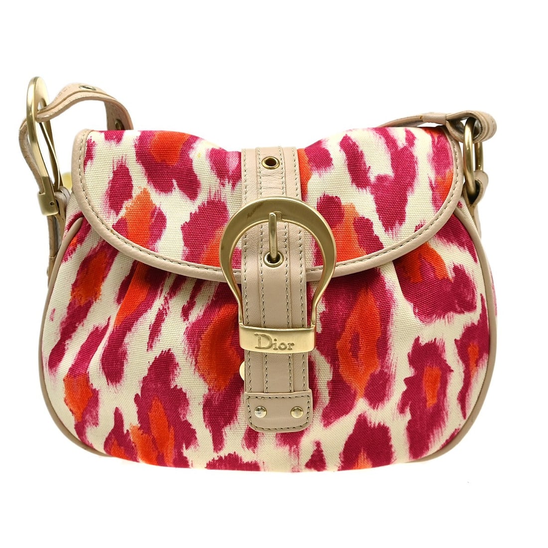 Dior 03-BO-0097 Medium Ivory Canvas Shoulder Bag: Dior 03-BO-0097 Medium Ivory Canvas Shoulder Bag Christian Dior shoulder bag in ivory canvas with a magnetic closure and shoulder strap. The bag is made in Italy and features a canvas lining with one 