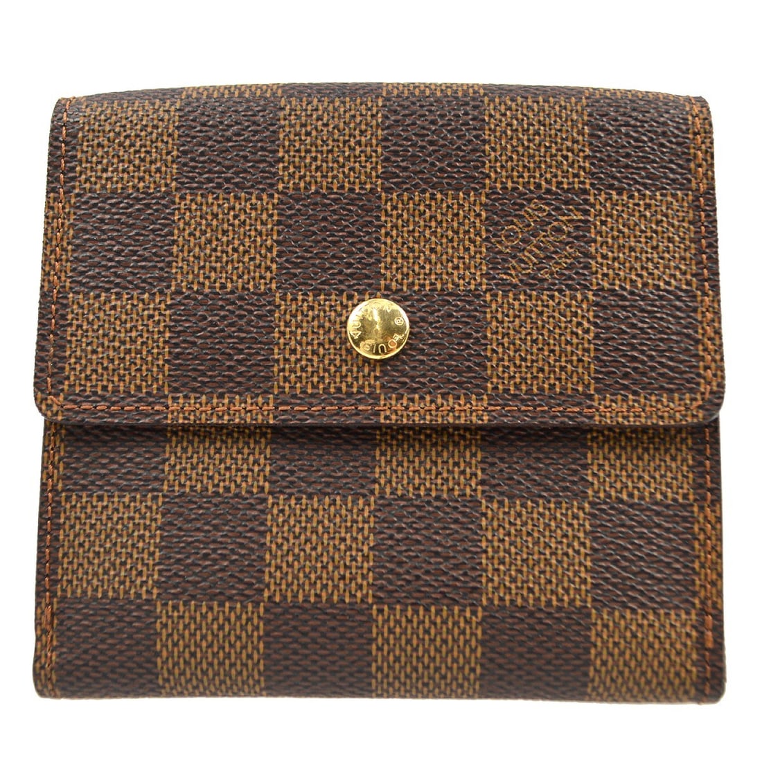 Louis Vuitton N61652 Damier Canvas Folding Wallet Brown France: Louis Vuitton N61652 Damier Canvas Folding Wallet Brown France Louis Vuitton Porte Monnaie Cartes Credit wallet in Damier Ebene canvas with leather trim. This folding wallet features a coin pocket, fo