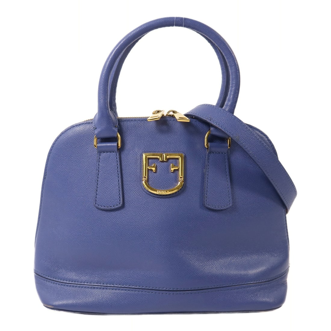 Furla Blue Calfskin Convertible Shoulder Bag with Gold Hardware (1 of 16)