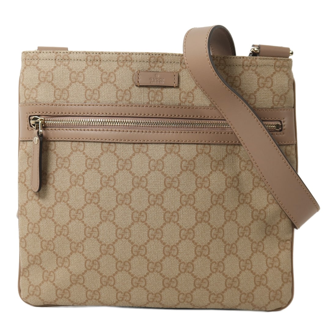 Gucci GG Supreme Khaki Coated Canvas Shoulder Bag: Gucci GG Supreme Khaki Coated Canvas Shoulder Bag This Gucci GG Supreme shoulder bag features a khaki PVC coated canvas exterior with gold-tone hardware. Designed for women, it offers a sleek silhouet