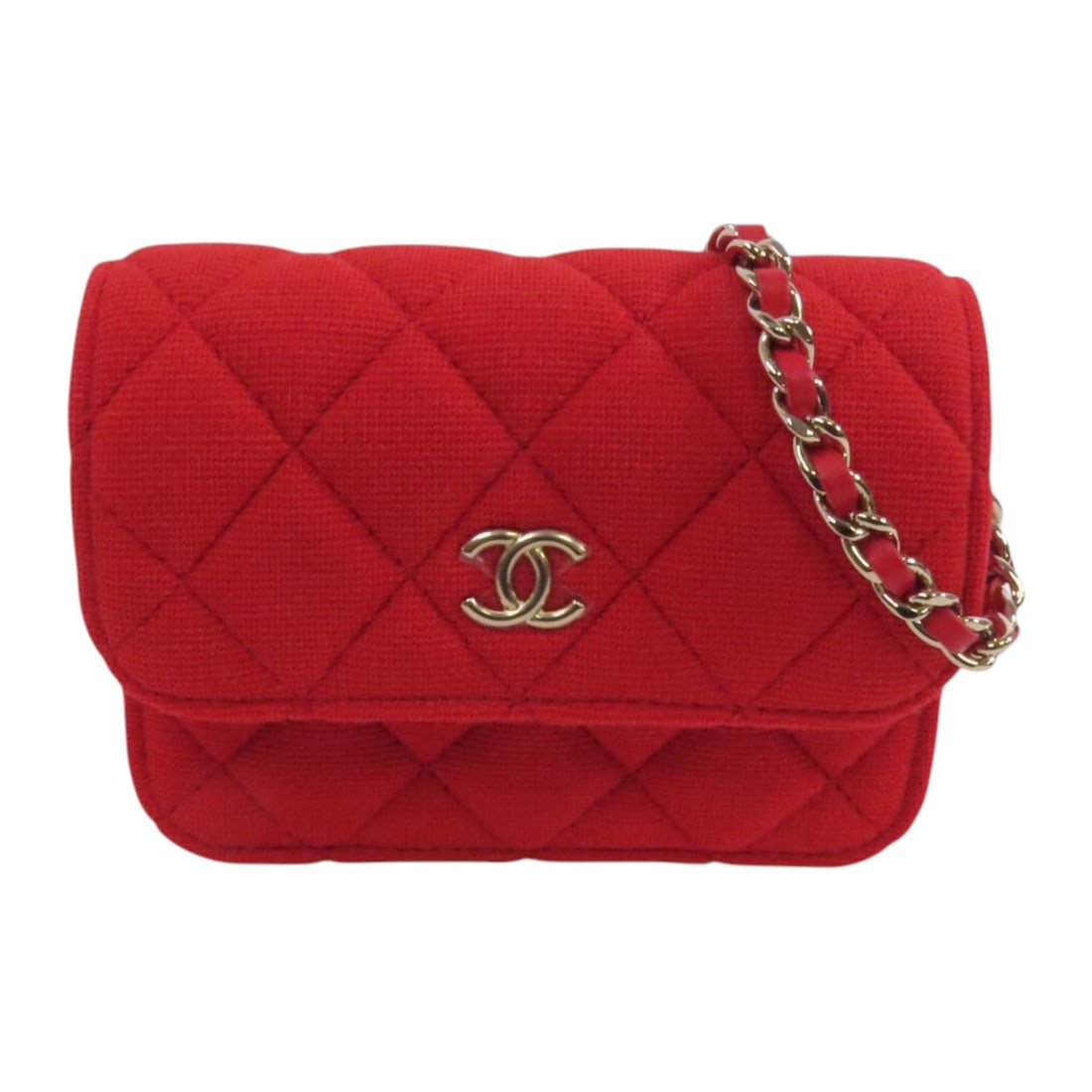 CHANEL CC Canvas Shoulder Bag Red Pink France (1 of 15)