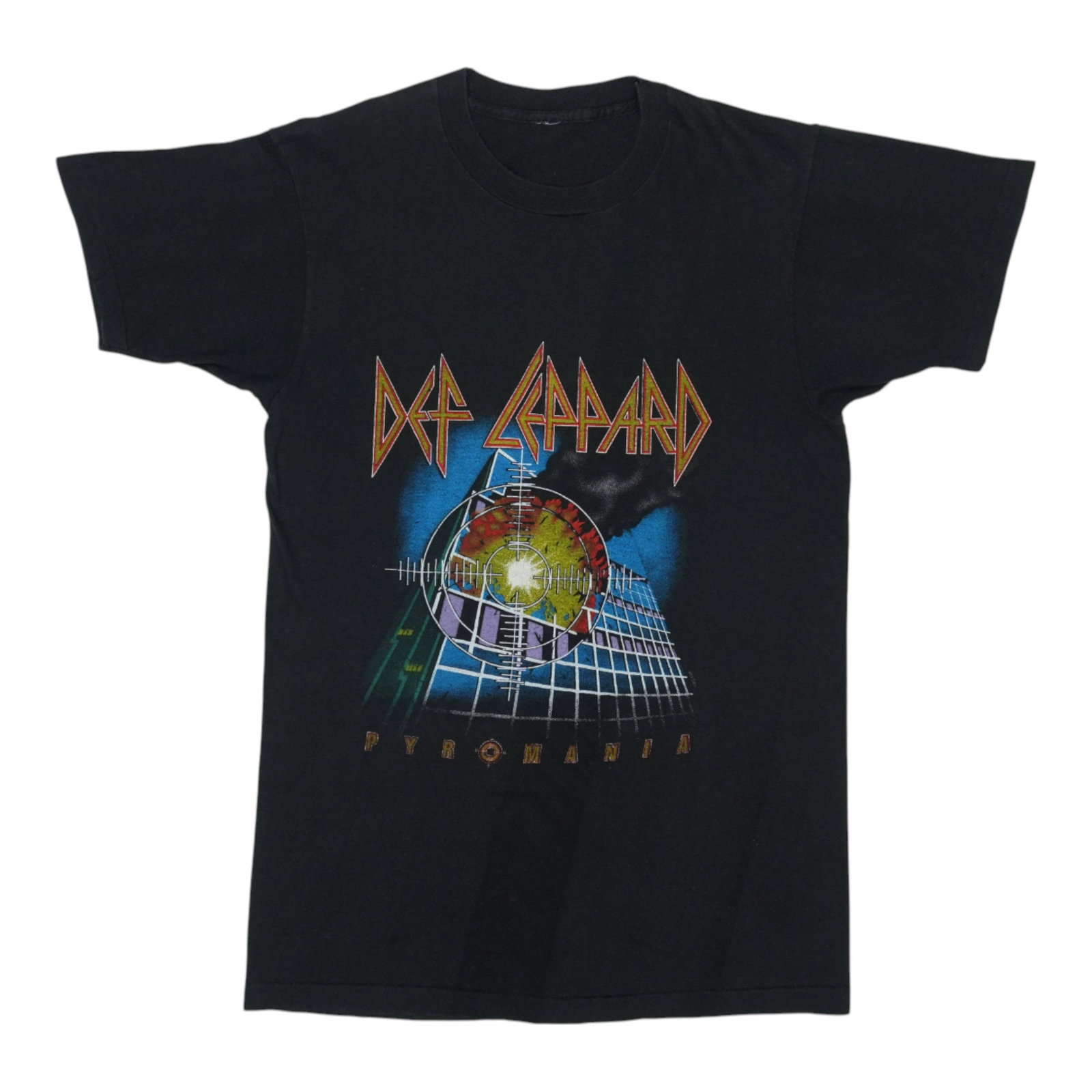 Vintage 1983 Def Leppard Pyromania Concert Black Cotton T Shirt: Vintage 1983 Def Leppard Pyromania Concert Black Cotton T Shirt This is an original vintage 1983 Def Leppard Pyromania Tour shirt, featuring graphics on both the front and back. Made from 100% cotton,