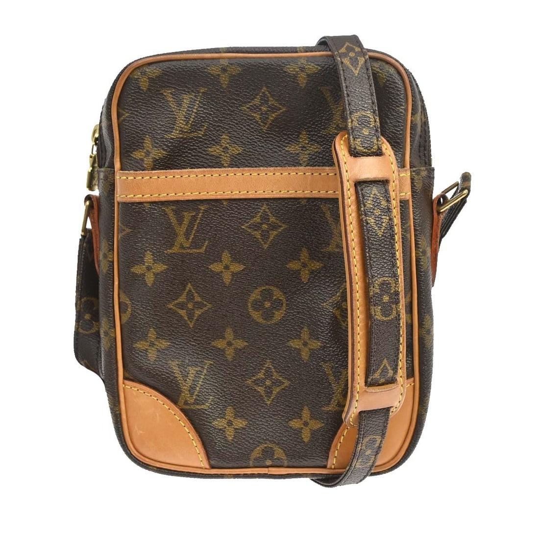 Louis Vuitton Danube Monogram Canvas Crossbody Bag M45266: Louis Vuitton Danube Monogram Canvas Crossbody Bag M45266 Vintage Louis Vuitton Danube crossbody shoulder bag in brown Monogram canvas with leather trim and an adjustable strap. This zip-closure bag f