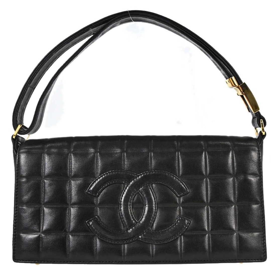 CHANEL Choco Bar lambskin shoulder bag in black (1 of 15)