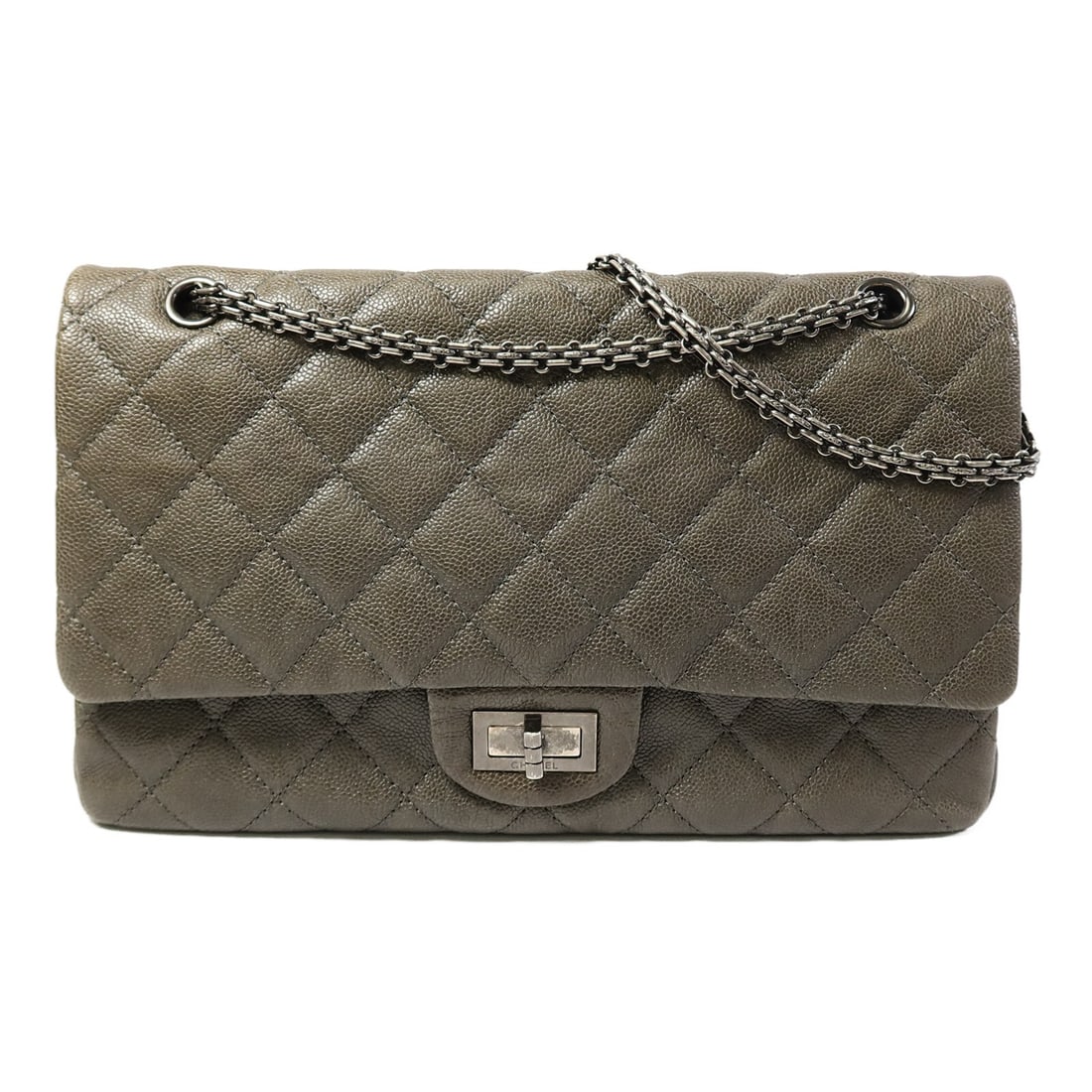 CHANEL 2.55 Jumbo Green Calfskin 2 Way Shoulder Bag (1 of 18)