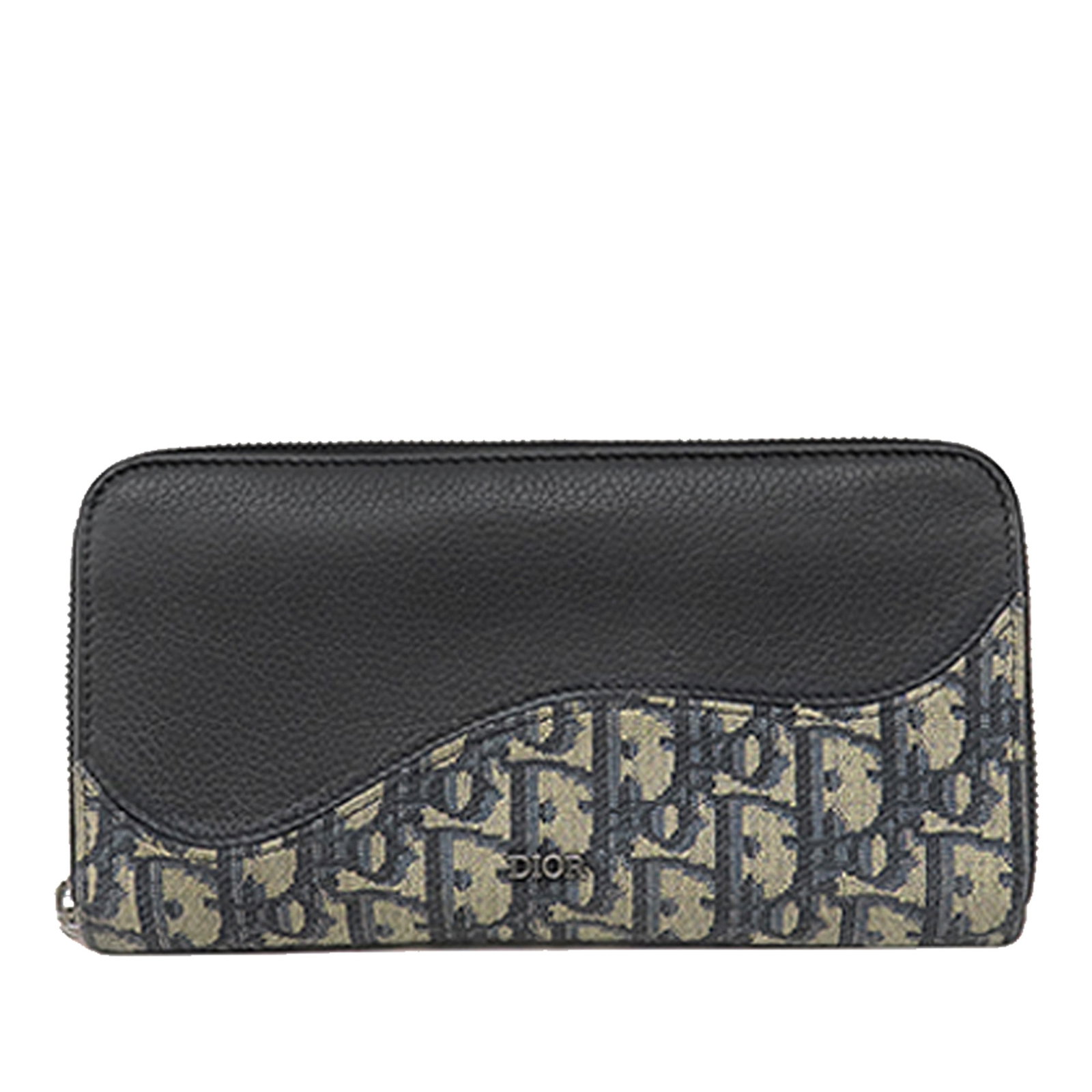 Dior Saddle Zippy Wallet in Black Oblique Canvas Leather: Dior Saddle Zippy Wallet in Black Oblique Canvas Leather Dior Oblique Canvas and Leather Saddle Zippy Wallet with a zip-around closure, interior zip and slip compartments, and interior card slots. Inc