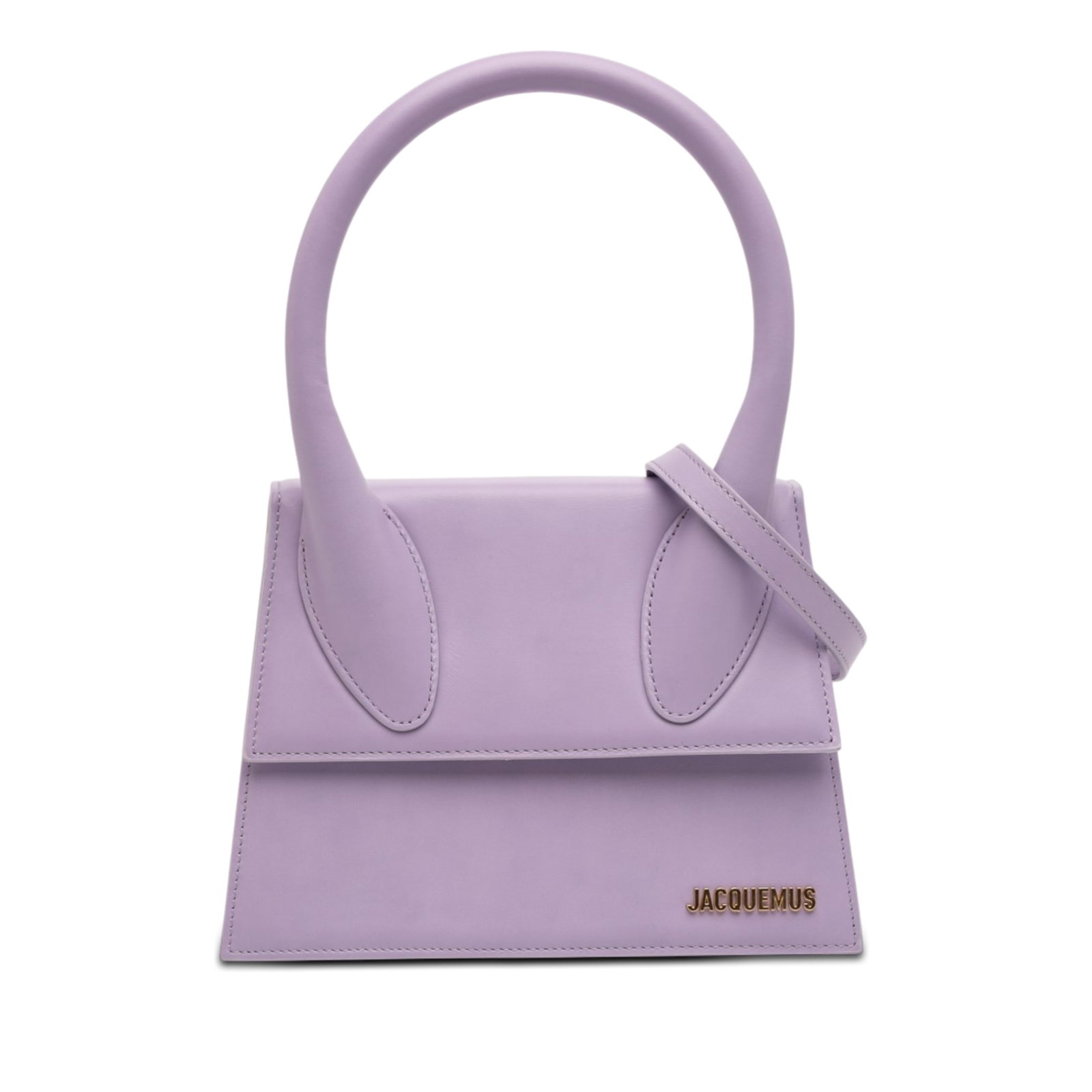 Jacquemus Le Grand Chiquito Purple Smooth Calfskin Shoulder Bag: Jacquemus Le Grand Chiquito Purple Smooth Calfskin Shoulder Bag Jacquemus Le Grand Chiquito in smooth calfskin leather with a structured silhouette, rolled top handle, detachable and adjustable flat s