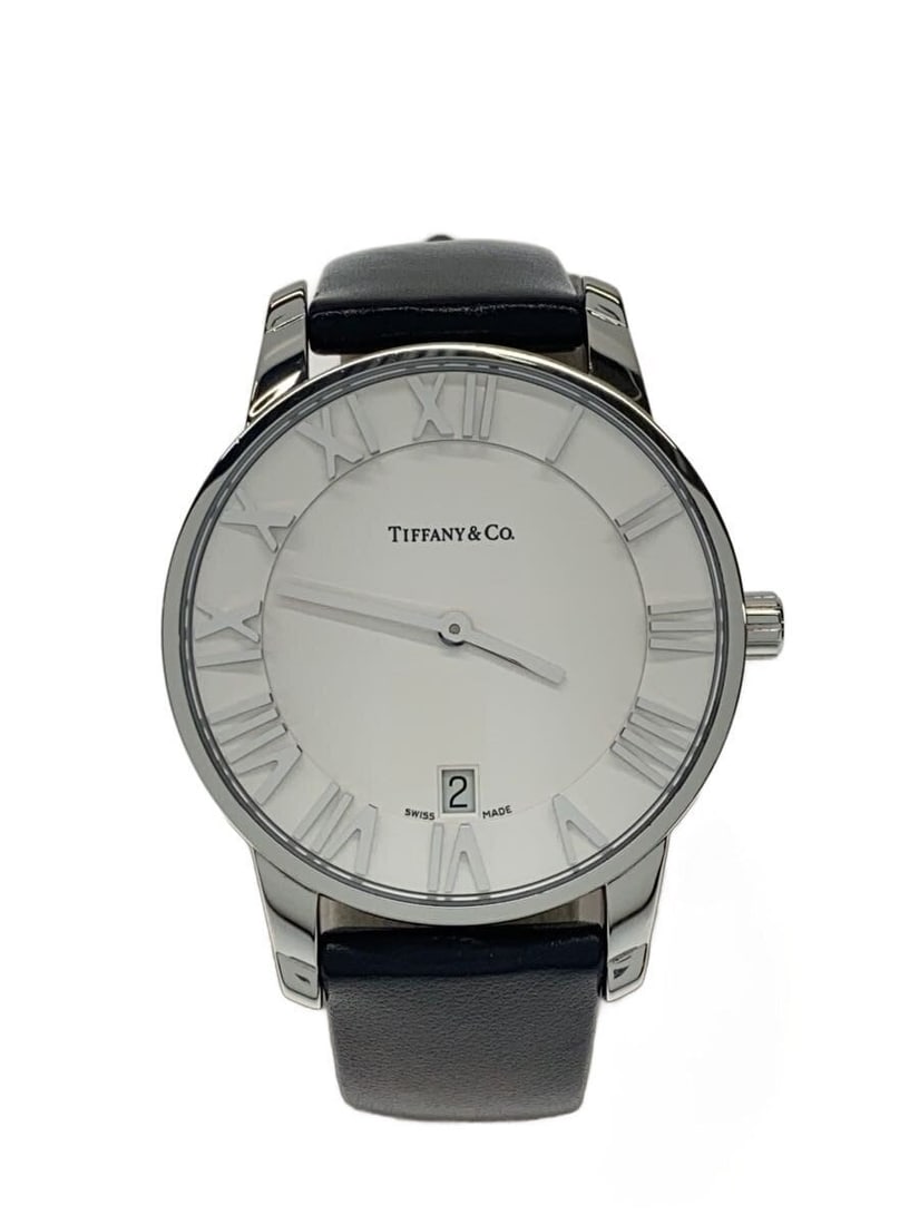 Men's Tiffany Atlas Dome Quartz Watch Black Leather Strap (1 of 5)