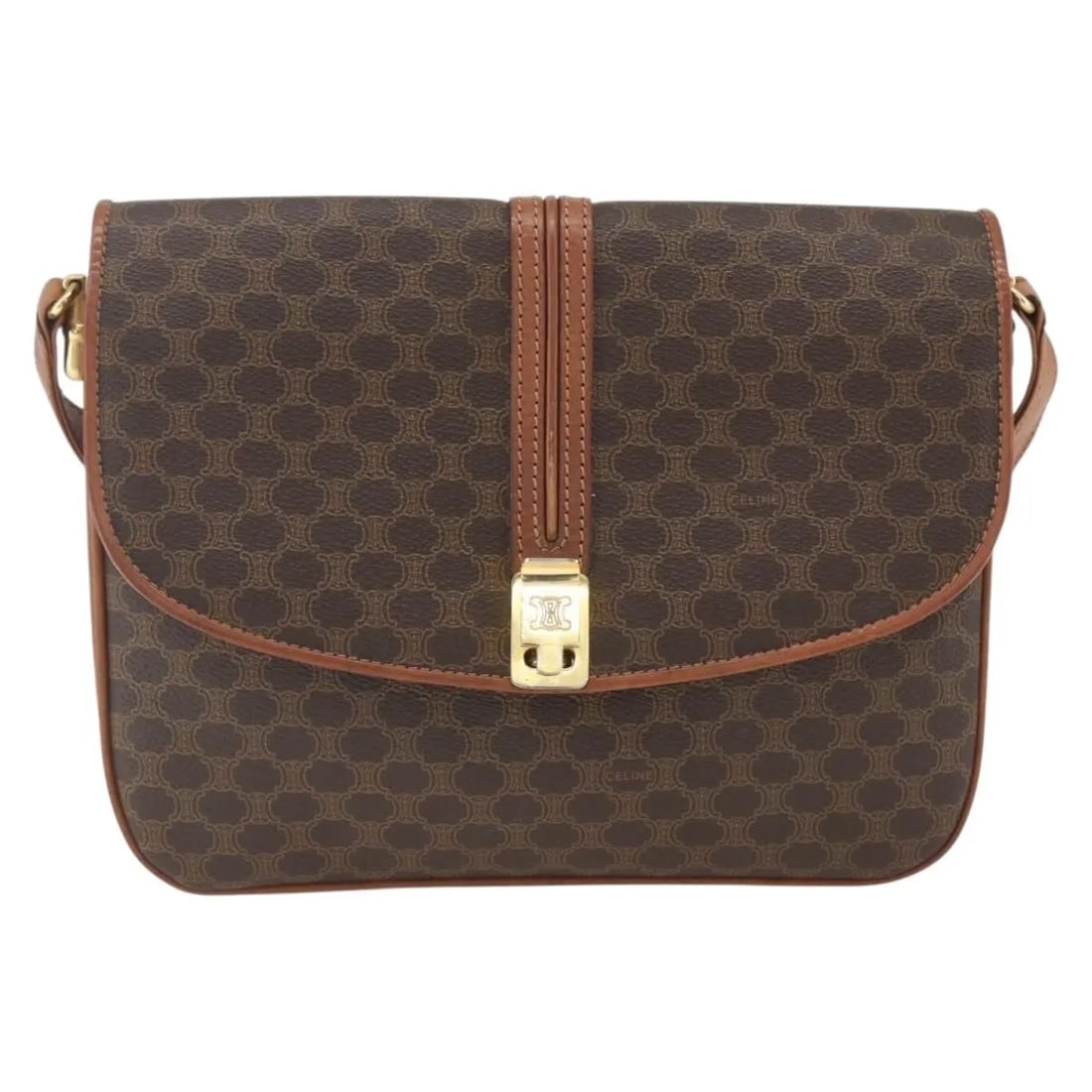 Celine Vintage Macadam Shoulder Bag Brown Canvas Leather: Celine Vintage Macadam Shoulder Bag Brown Canvas Leather Vintage Celine Macadam piece in brown canvas with leather trim, made in Italy. This women's item is in good vintage condition with honest wear,