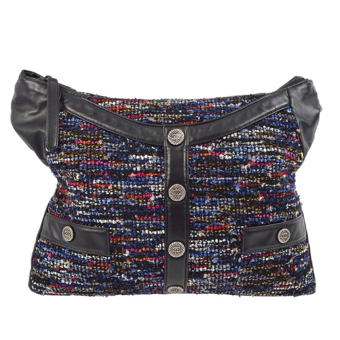 CHANEL Jacket Motif Shoulder Bag in Black Tweed Lambskin (1 of 10)