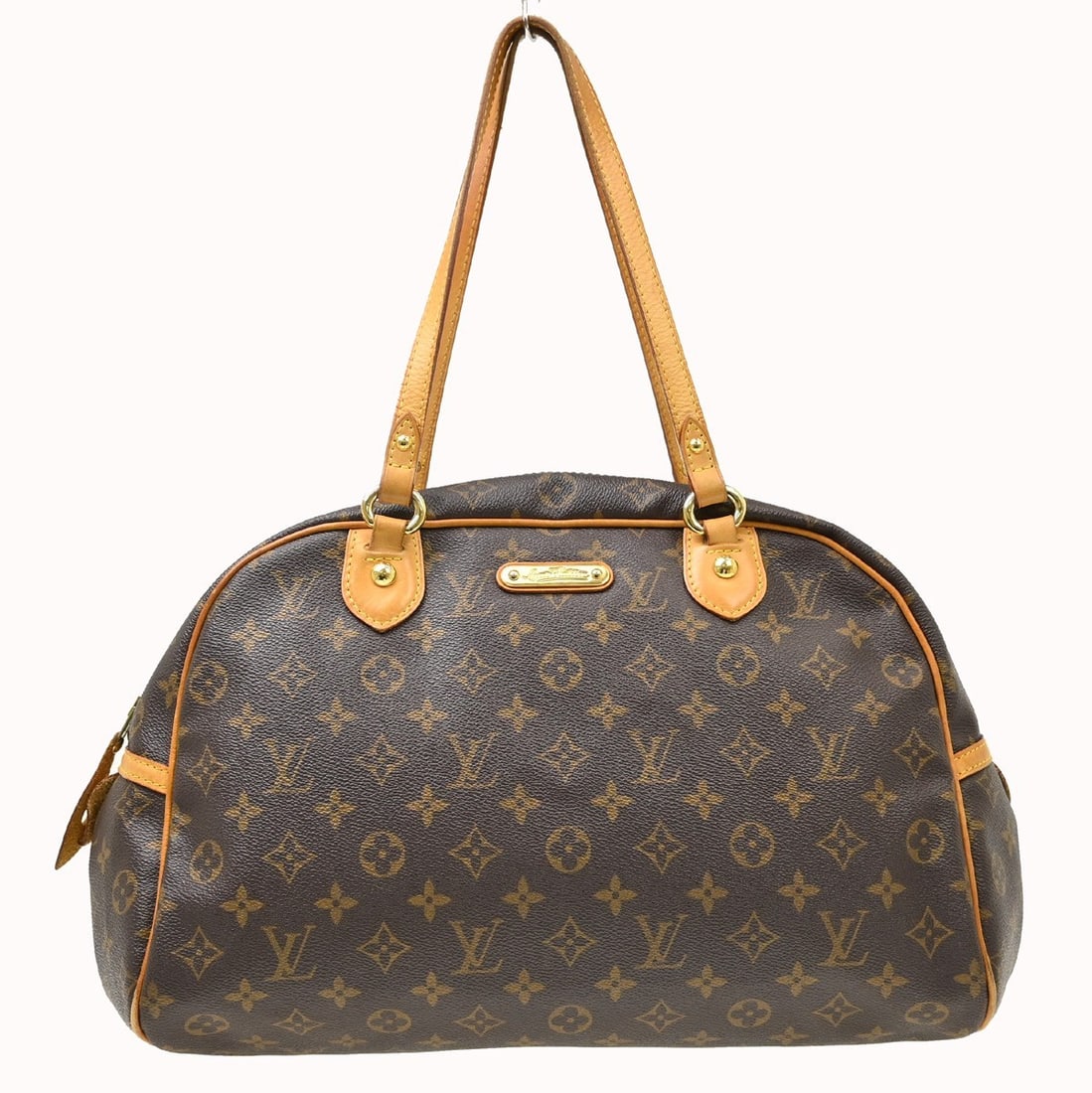 Louis Vuitton M95566 Montorgueil GM Monogram Canvas Shoulder Bag: Louis Vuitton M95566 Montorgueil GM Monogram Canvas Shoulder Bag Vintage Louis Vuitton Montorgueil GM shoulder bag in brown Monogram canvas with leather trim and double handles. This large zip-top bag