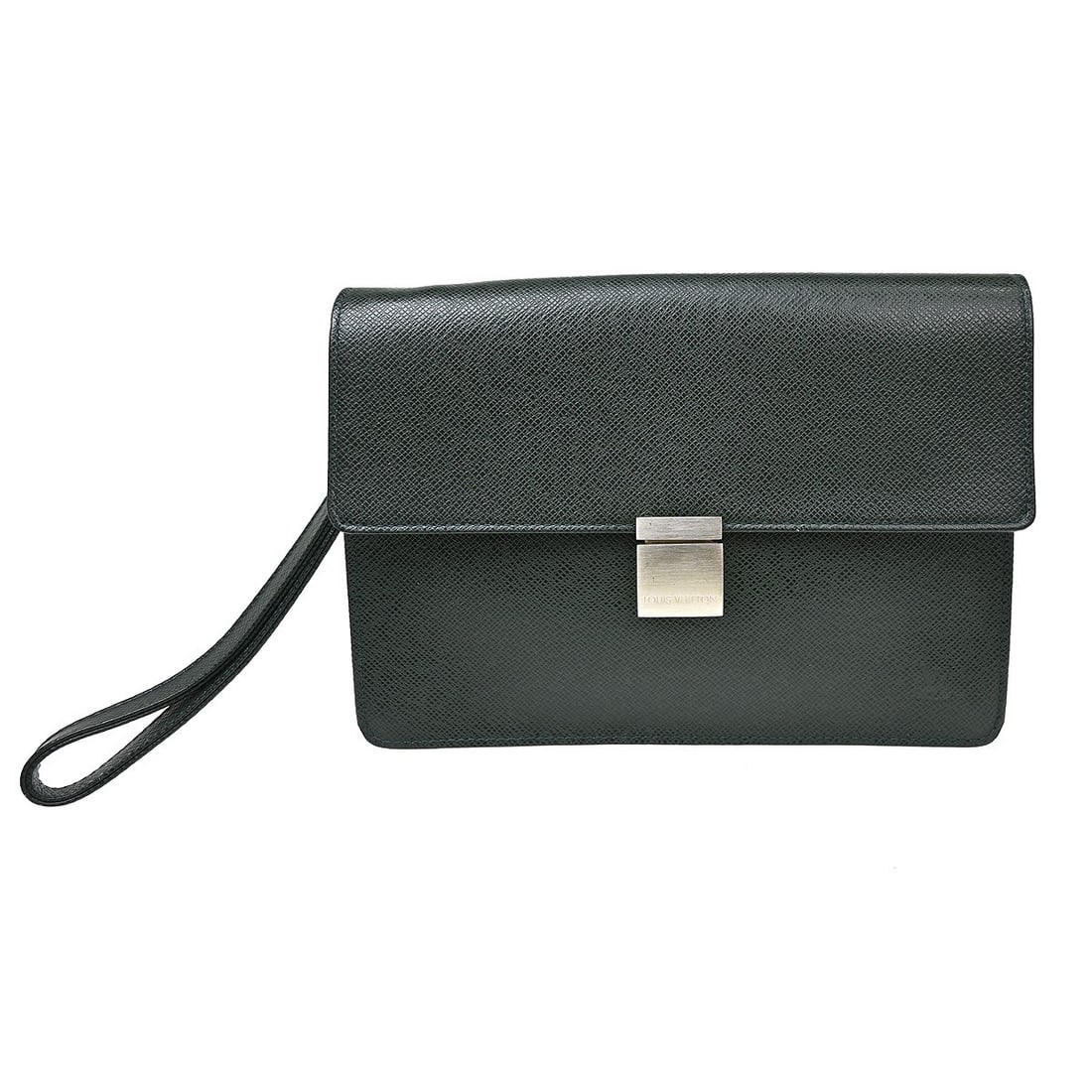 Louis Vuitton Selenga Taiga Leather Clutch in Epicea Green M30782: Louis Vuitton Selenga Taiga Leather Clutch in Epicea Green M30782 Louis Vuitton Selenga clutch bag from the Taiga line in Epicea green leather. This small clutch features an exterior pocket plus an in