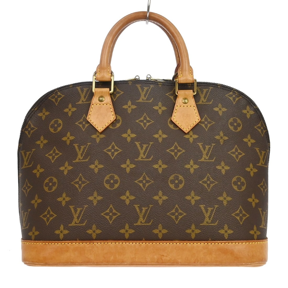 Louis Vuitton Alma M51130 Monogram Canvas Satchel Bag: Louis Vuitton Alma M51130 Monogram Canvas Satchel Bag Vintage Louis Vuitton Alma handbag in Monogram canvas with leather trim and double handles. This medium handbag features a zip closure, brown lini