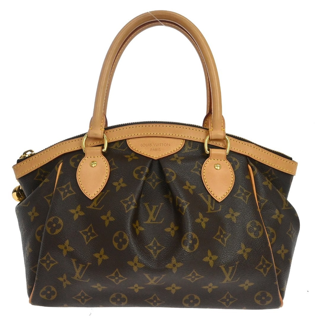 Louis Vuitton Tivoli PM Monogram Canvas Tote Bag M40143: Louis Vuitton Tivoli PM Monogram Canvas Tote Bag M40143 Louis Vuitton Tivoli PM handbag in brown Monogram canvas with leather trim and a zip closure. This medium tote-style bag features logo accents, 