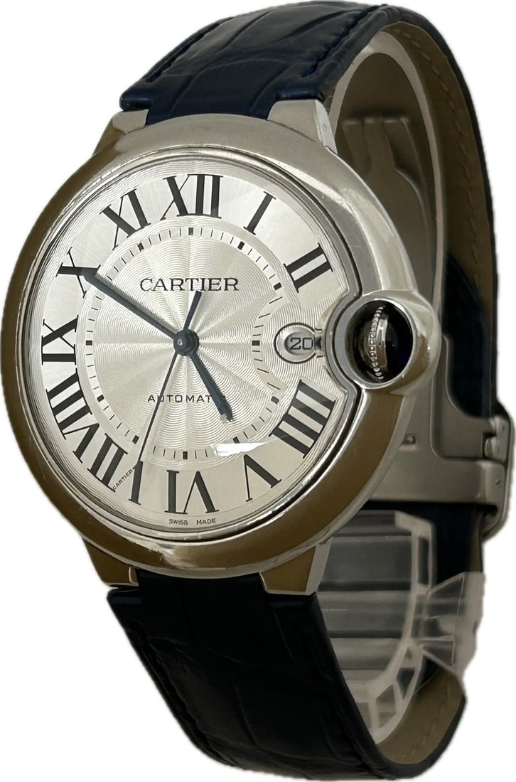 Cartier Ballon Bleu automatic men's steel wristwatch ref W69016Z4 3765: Cartier Ballon Bleu automatic men's steel wristwatch ref W69016Z4 3765 Pre-owned Cartier Ballon Bleu automatic wristwatch for men with a stainless steel case and a silver dial. Made in Switzerland. Sp