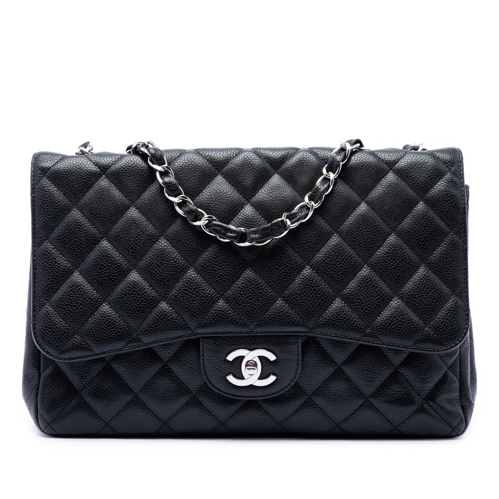 Chanel Jumbo Classic Single Flap Black Caviar Leather Bag (1 of 7)