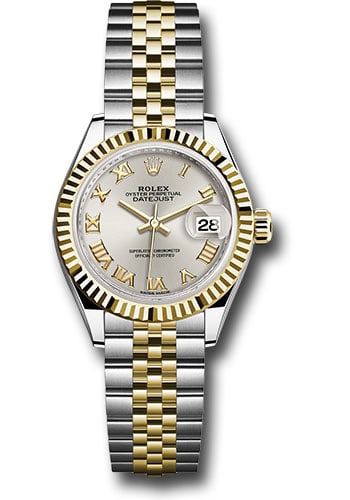 Rolex 279173 Datejust Lady watch silver Roman dial Jubilee bracelet: Rolex 279173 Datejust Lady watch silver Roman dial Jubilee bracelet Rolex Datejust Lady wristwatch featuring a silver Roman dial, fluted bezel, and Jubilee bracelet. This ladies model is reference 279