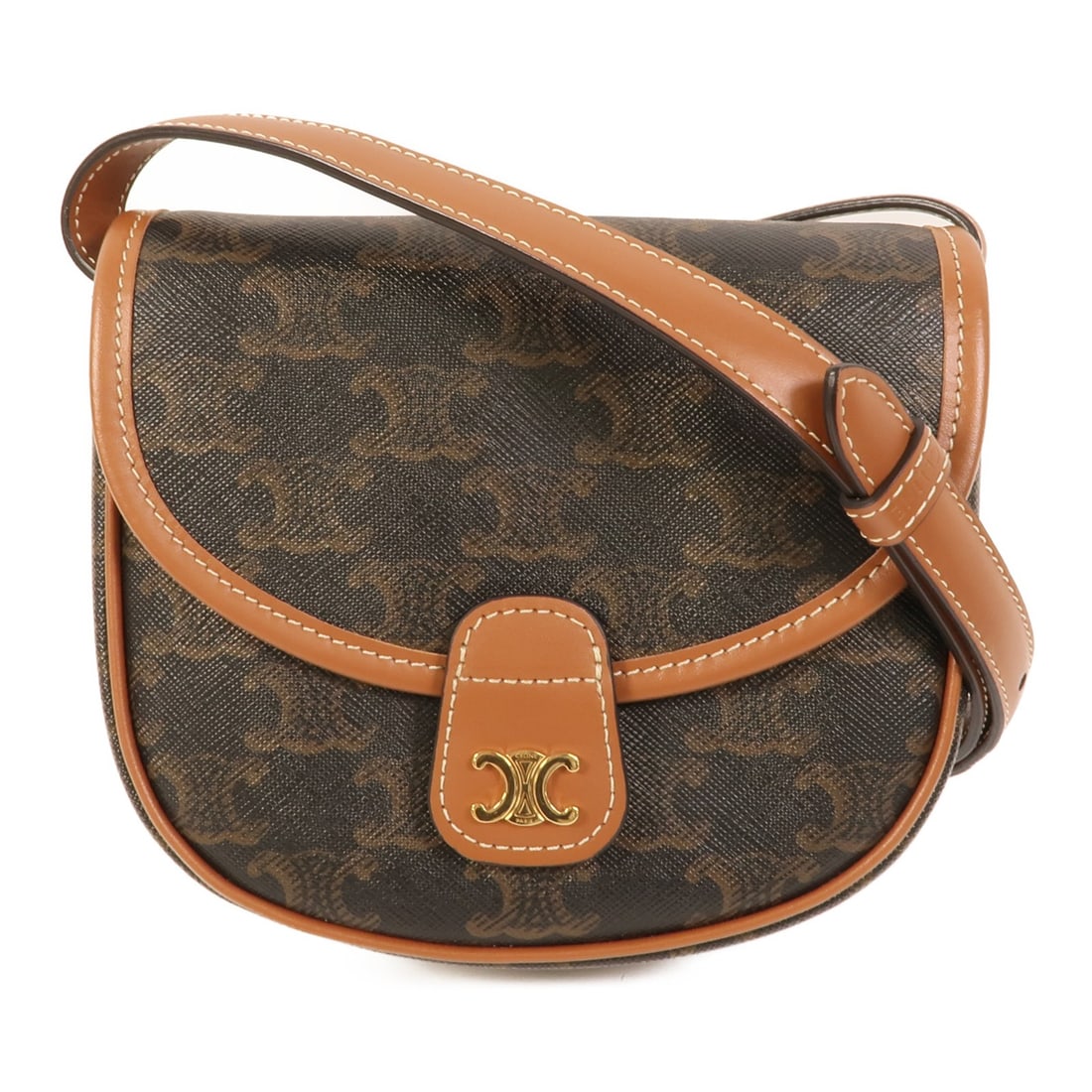 CELINE Mini Besace Brown Coated Canvas Shoulder Bag: CELINE Mini Besace Brown Coated Canvas Shoulder Bag Compact CELINE mini besace shoulder bag in brown PVC coated canvas. This women's shoulder bag is described in AB: Very Good condition and offers a s