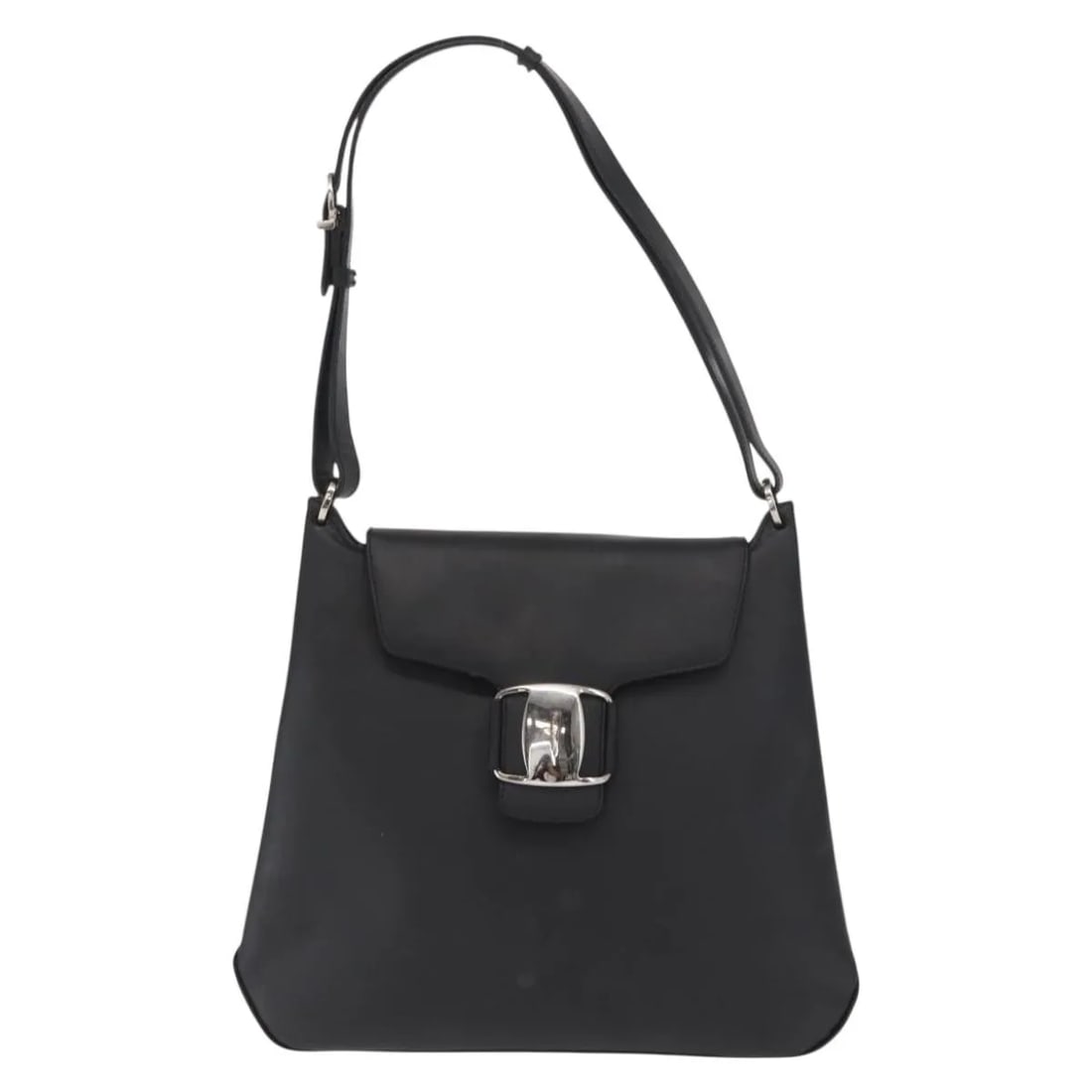 Black Leather Shoulder Bag Salvatore Ferragamo Vala: Black Leather Shoulder Bag Salvatore Ferragamo Vala This Salvatore Ferragamo Vala shoulder bag is crafted from black leather and designed for women. The bag features a structured silhouette with a sho