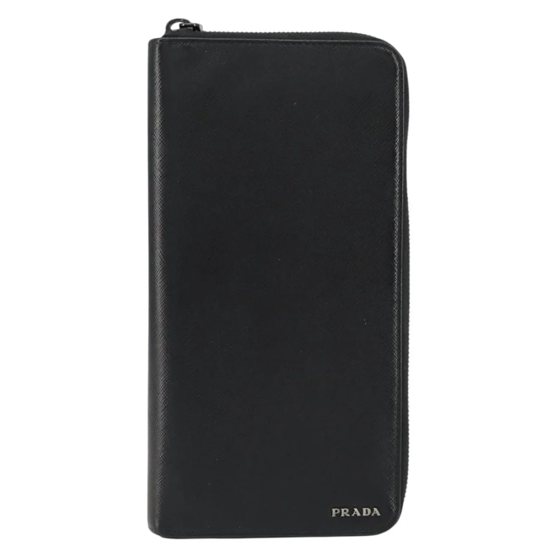 Prada Saffiano black leather wallet unisex Italy: Prada Saffiano black leather wallet unisex Italy This Prada Saffiano wallet is crafted from black leather with a signature textured finish. Designed as a unisex accessory, it features a compact rectan