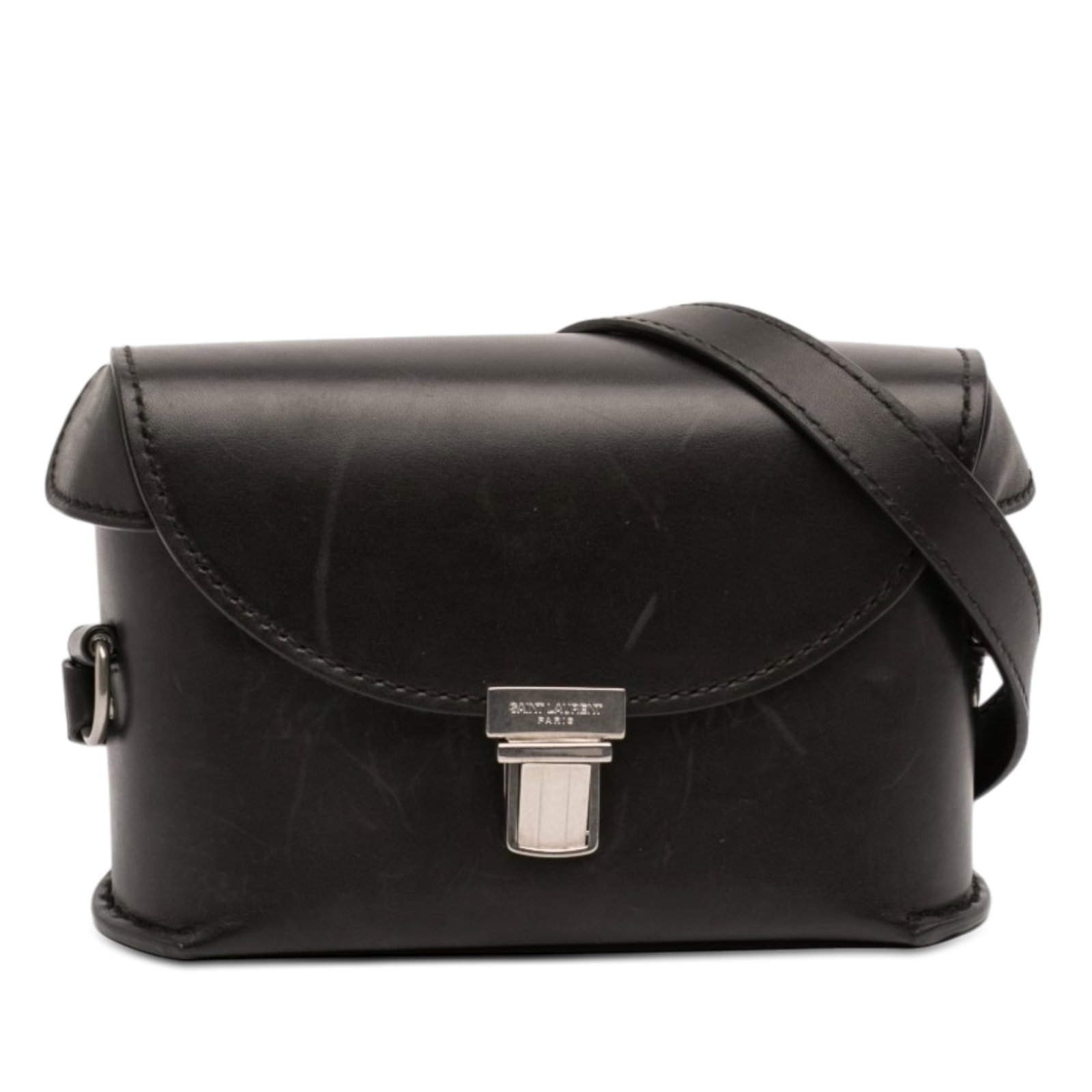 Saint Laurent Tuc Box Leather Crossbody Bag Black: Saint Laurent Tuc Box Leather Crossbody Bag Black Saint Laurent Leather Tuc Box Crossbody in black leather with an adjustable flat leather strap, front flap, push-lock closure, and an interior slip po