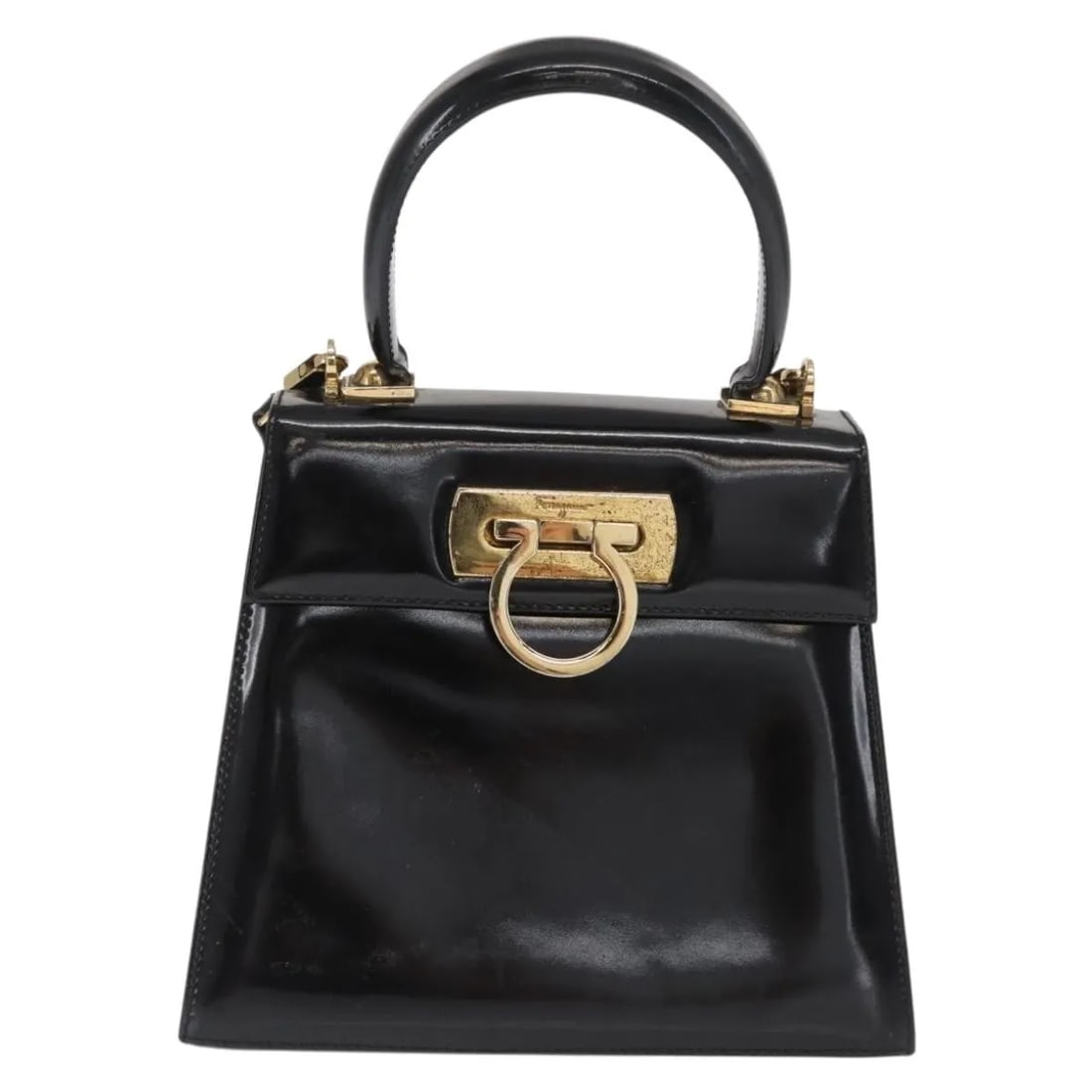 Gancini Black Patent Leather Convertible Satchel by Salvatore Ferragamo (1 of 18)