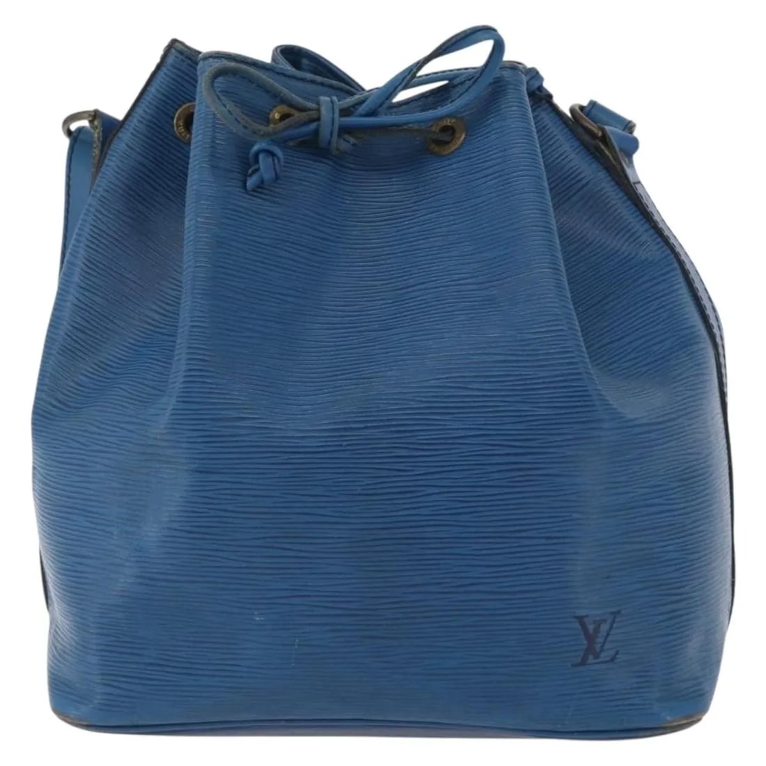 Blue Epi Leather Petit Noe NM Shoulder Bag by Louis Vuitton: Blue Epi Leather Petit Noe NM Shoulder Bag by Louis Vuitton This is a Louis Vuitton Petit Noe NM handbag crafted from blue Epi leather. Designed for women, the bag features a drawstring closure and an