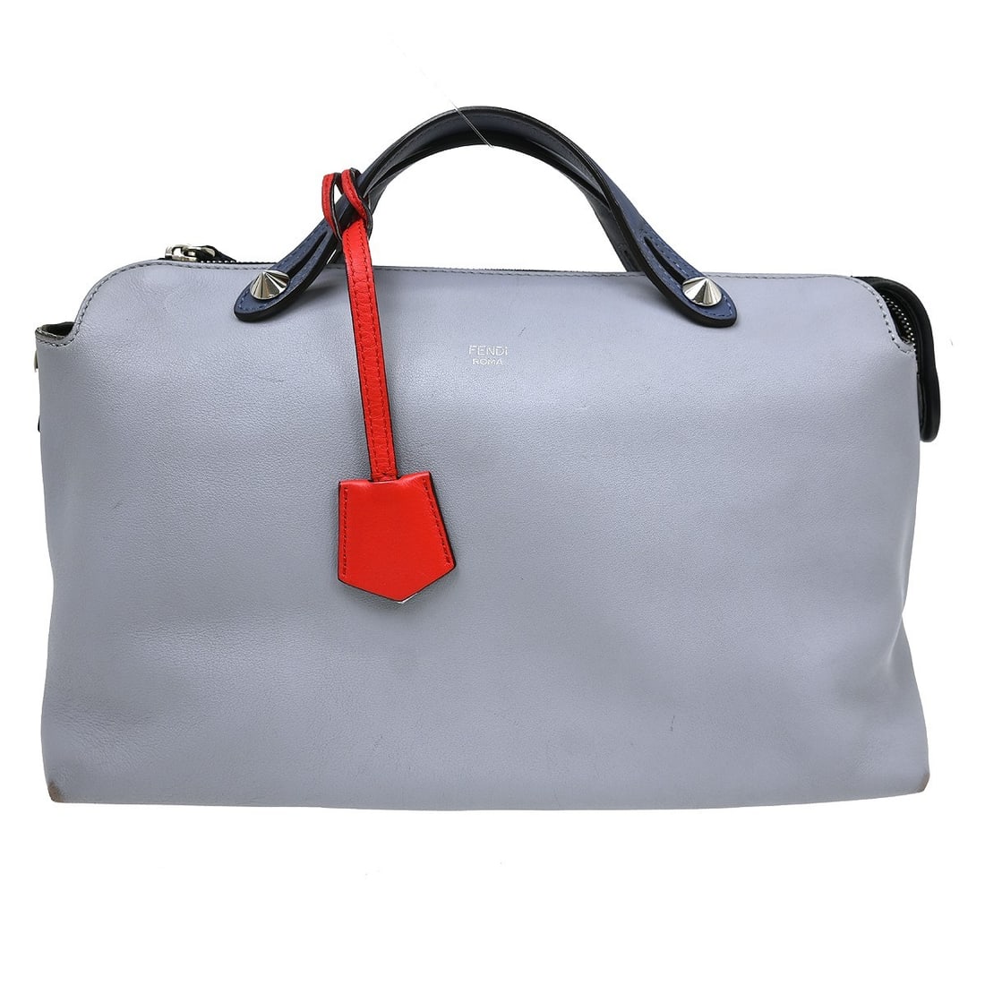 Fendi By The Way Medium Leather Tote Bag 8BL125-5QJ Blue: Fendi By The Way Medium Leather Tote Bag 8BL125-5QJ Blue Fendi By The Way handbag in blue leather with double handles and a magnetic closure. This medium tote features logo accents, a leather lining, 