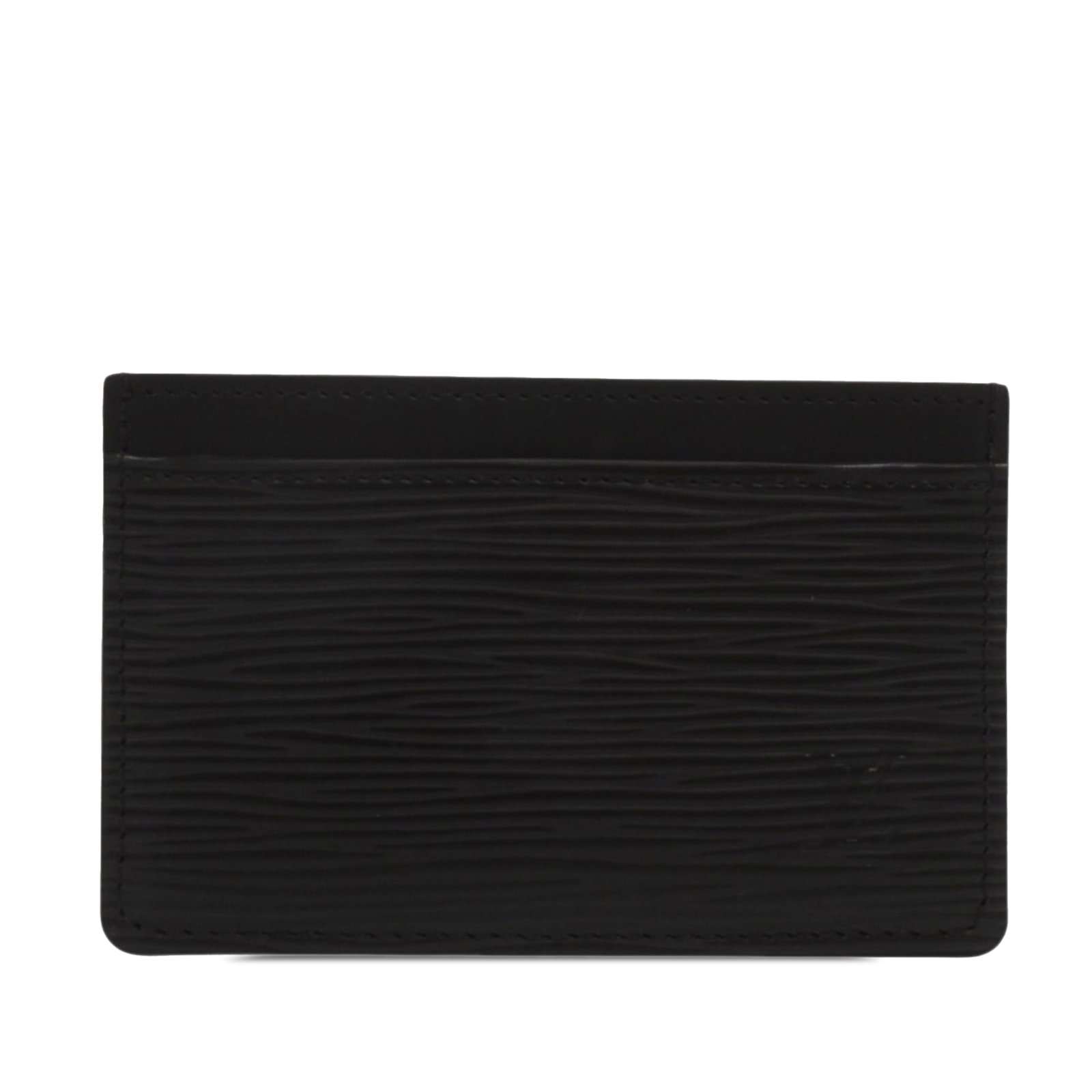 Louis Vuitton Epi Leather Card Case Black: Louis Vuitton Epi Leather Card Case Black Louis Vuitton Epi card holder in black leather with multiple card slots. Made in Spain. Condition is AB with noted wear including scratches on the exterior fr