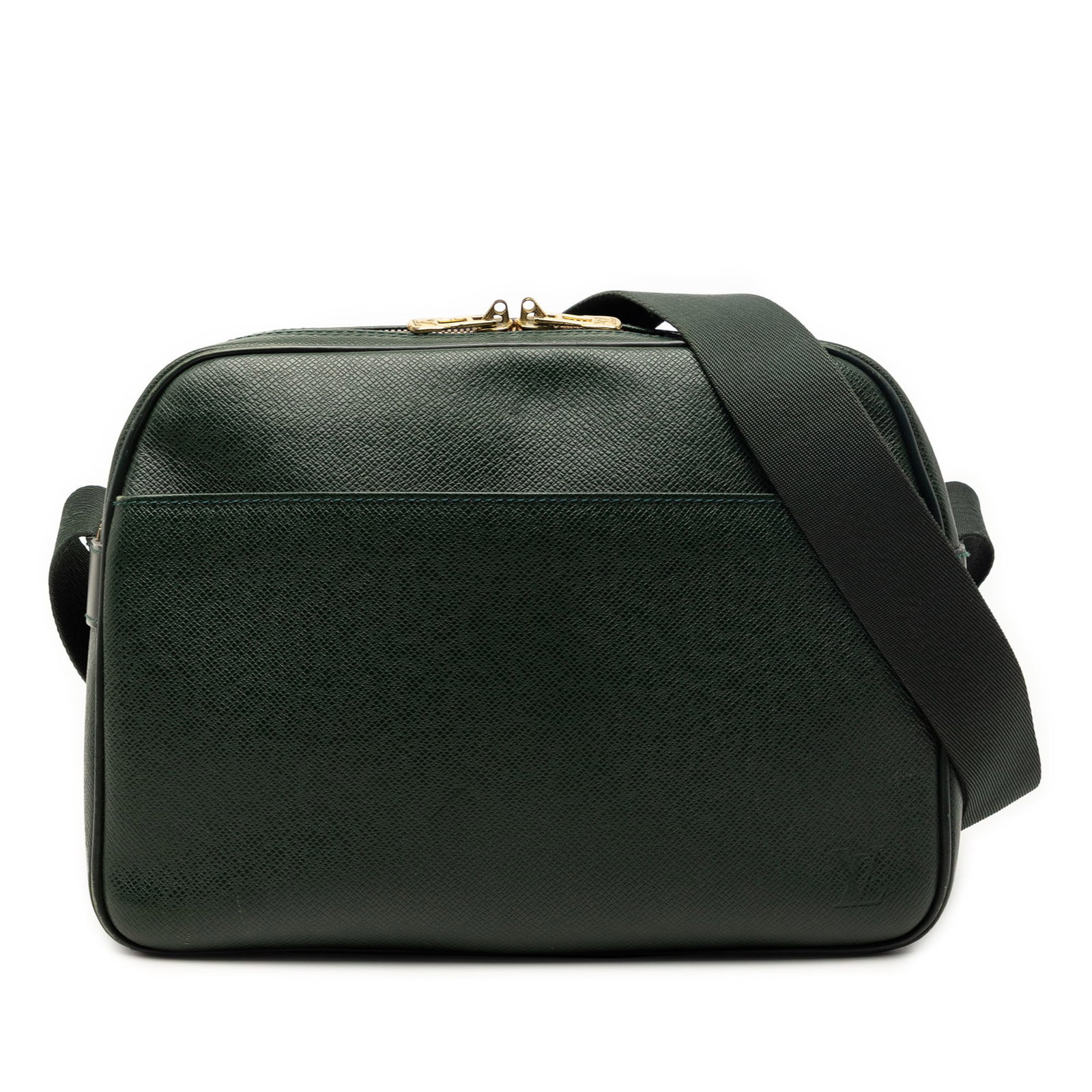 Louis Vuitton Taiga leather Reporter PM bag: Louis Vuitton Taiga leather Reporter PM bag This Louis Vuitton Taiga Reporter PM features a green taiga leather body, a flat adjustable strap, double top zip closure, and an exterior slip pocket. The 