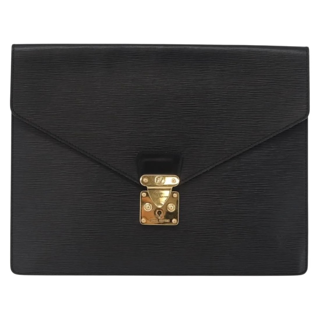 Black Epi Leather Porte-Documents Senateur Briefcase by Louis Vuitton: Black Epi Leather Porte-Documents Senateur Briefcase by Louis Vuitton The Louis Vuitton Porte-Documents Senateur Bag is crafted from black Epi leather and designed for unisex use. It features a struct