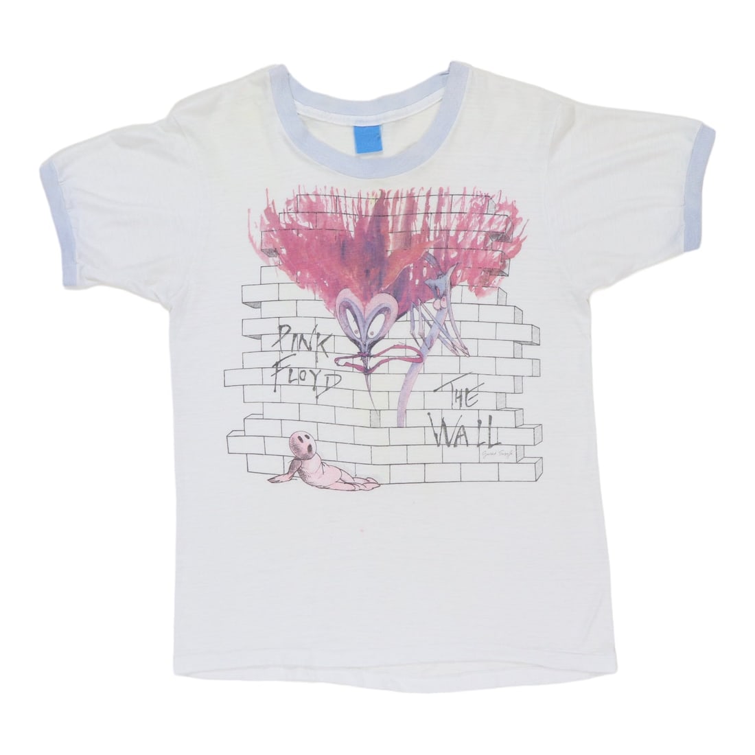 Vintage 1982 Pink Floyd The Wall White Poly Cotton Band Shirt (1 of 6)