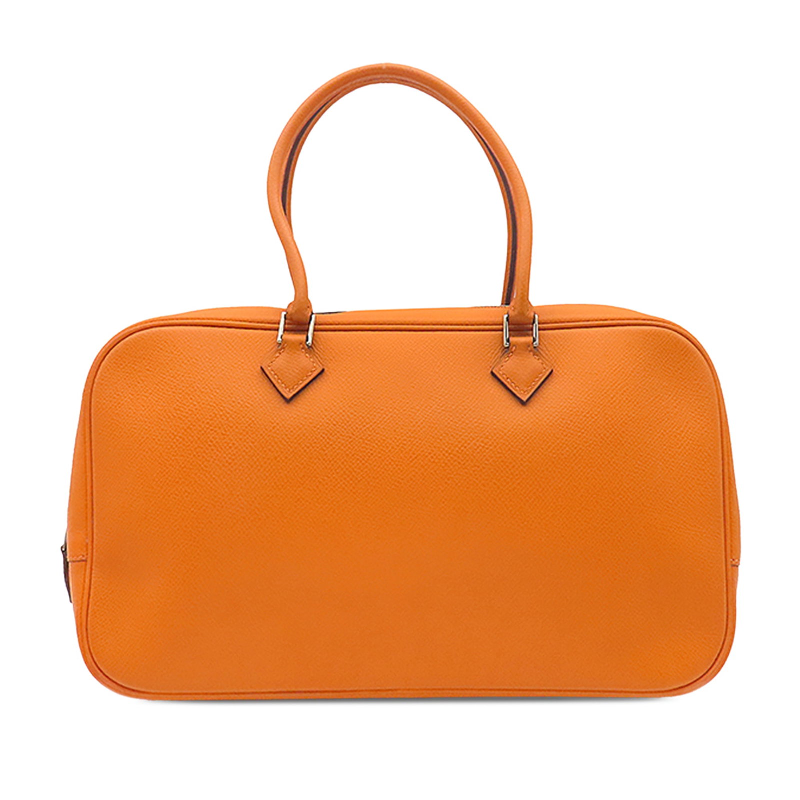 Hermes Plume Elan 28 Epsom Leather Handbag Orange: Hermes Plume Elan 28 Epsom Leather Handbag Orange This Hermes Plume Elan 28 bag is crafted in orange Epsom leather and features rolled leather handles, a zip-around closure, and interior slip pockets.
