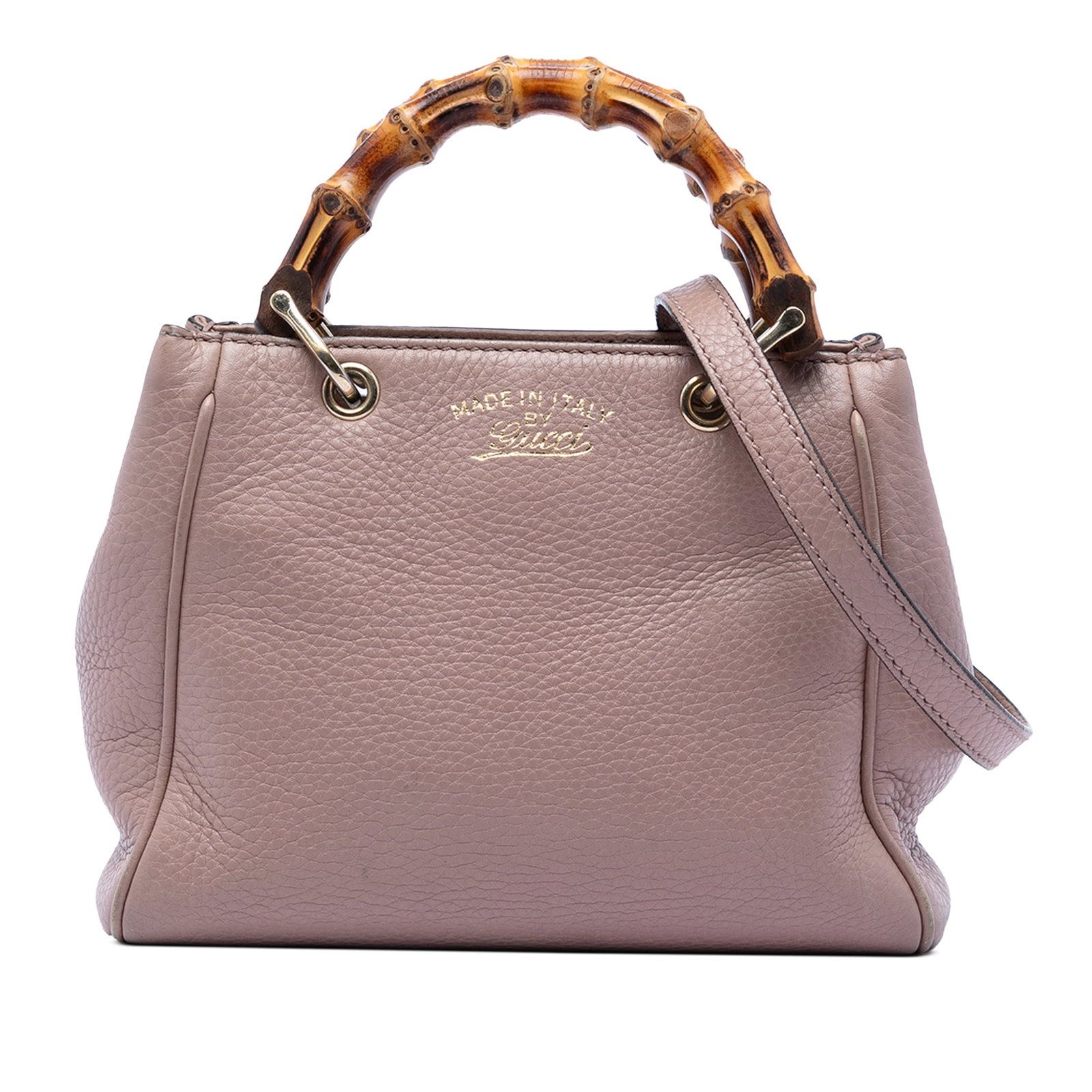 Gucci Bamboo Shopper Mini Calfskin Leather Satchel Pink: Gucci Bamboo Shopper Mini Calfskin Leather Satchel Pink This Gucci Mini Calfskin Bamboo Shopper Satchel is crafted in pink leather and features bamboo top handles, a detachable and adjustable flat lea