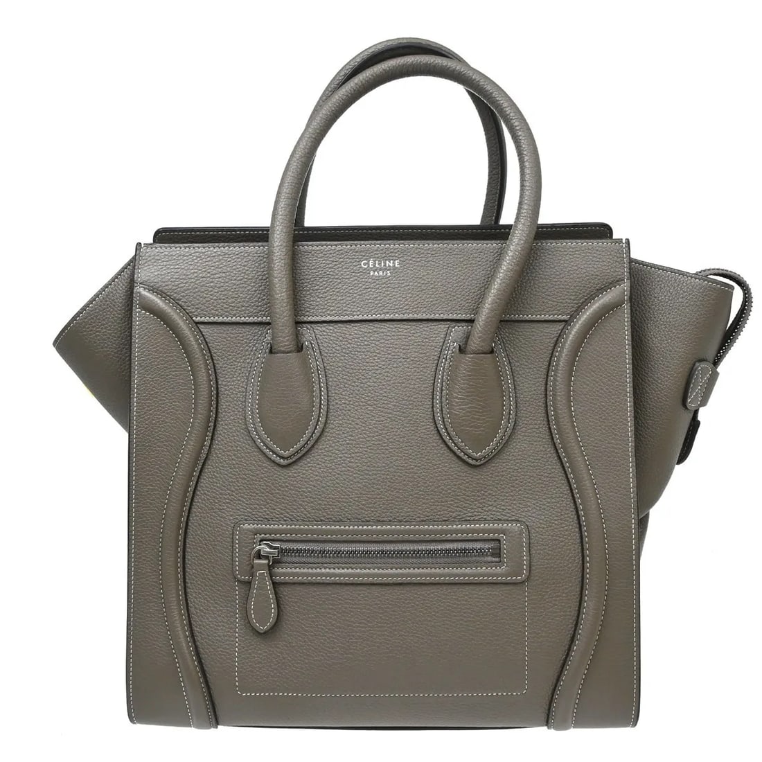 Celine Luggage Gray Leather Handbag with Dust Bag: Celine Luggage Gray Leather Handbag with Dust Bag Celine Luggage bag in gray grainy leather with a unisex design. Presented in very good condition, it shows good overall exterior condition and a clean