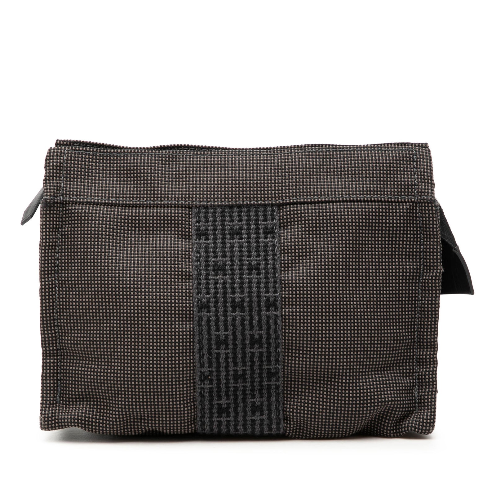 Hermes Herline Gray Canvas Zip Pouch: Hermes Herline Gray Canvas Zip Pouch This Hermes Herline pouch is crafted from gray canvas with a zip-top closure and an interior slip pocket. Made in France, it offers a compact design for organizing