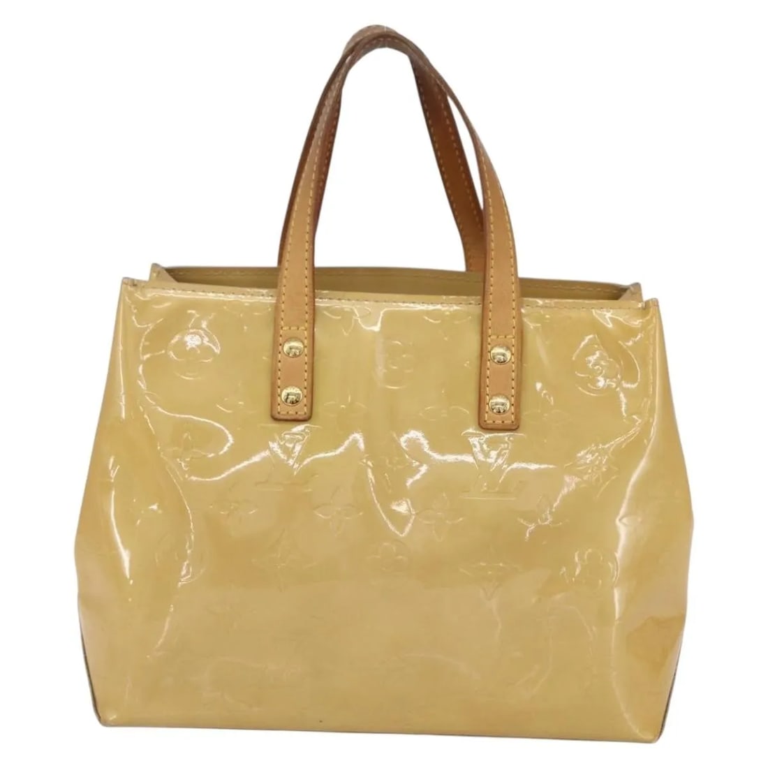 Louis Vuitton Reade Beige Patent Leather Monogram Vernis Handbag: Louis Vuitton Reade Beige Patent Leather Monogram Vernis Handbag This pre-owned Louis Vuitton Reade handbag for women is crafted from beige patent leather with the signature Monogram Vernis finish. It