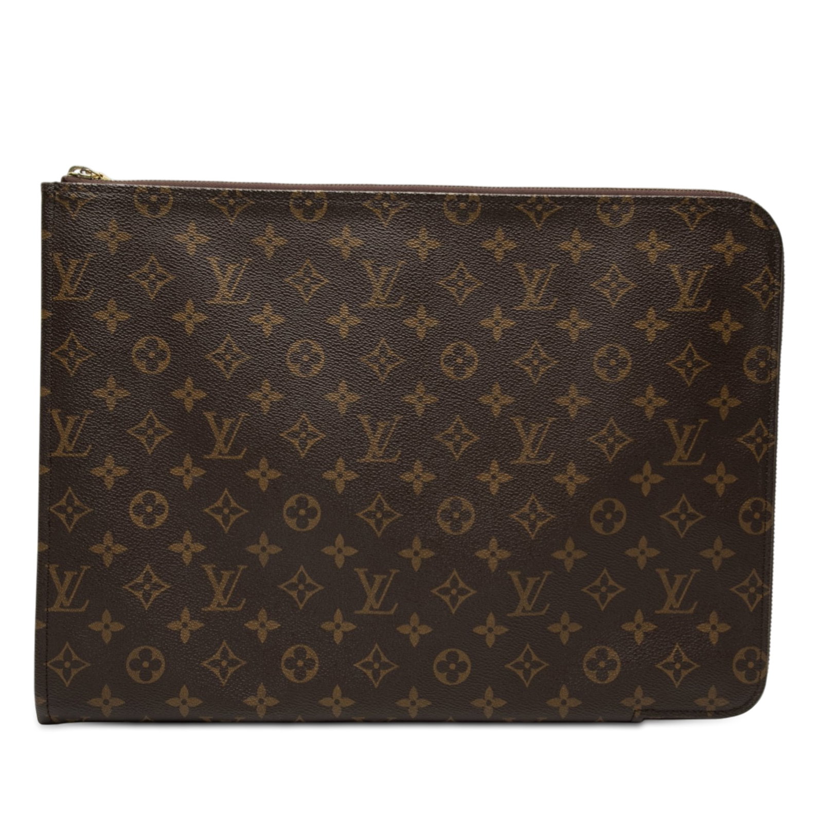 Louis Vuitton Monogram Canvas Document Clutch Bag with Zip Closure: Louis Vuitton Monogram Canvas Document Clutch Bag with Zip Closure This Louis Vuitton Monogram Poche Documents Portfolio features the brand's iconic monogram canvas in a classic brown color. The clutc