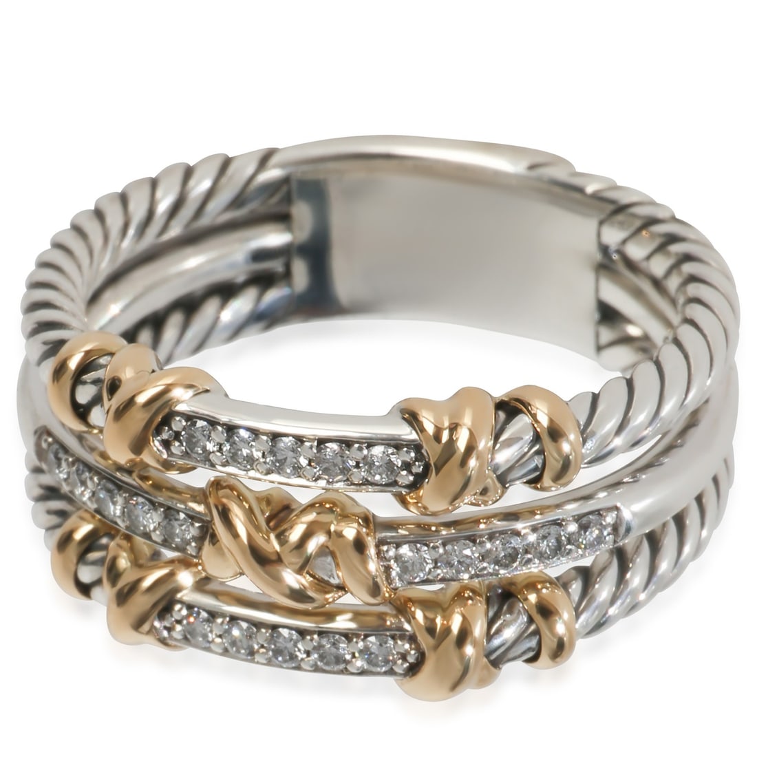 David Yurman Petite Helena 3 Row Diamond Ring 18k 10.5 (1 of 5)