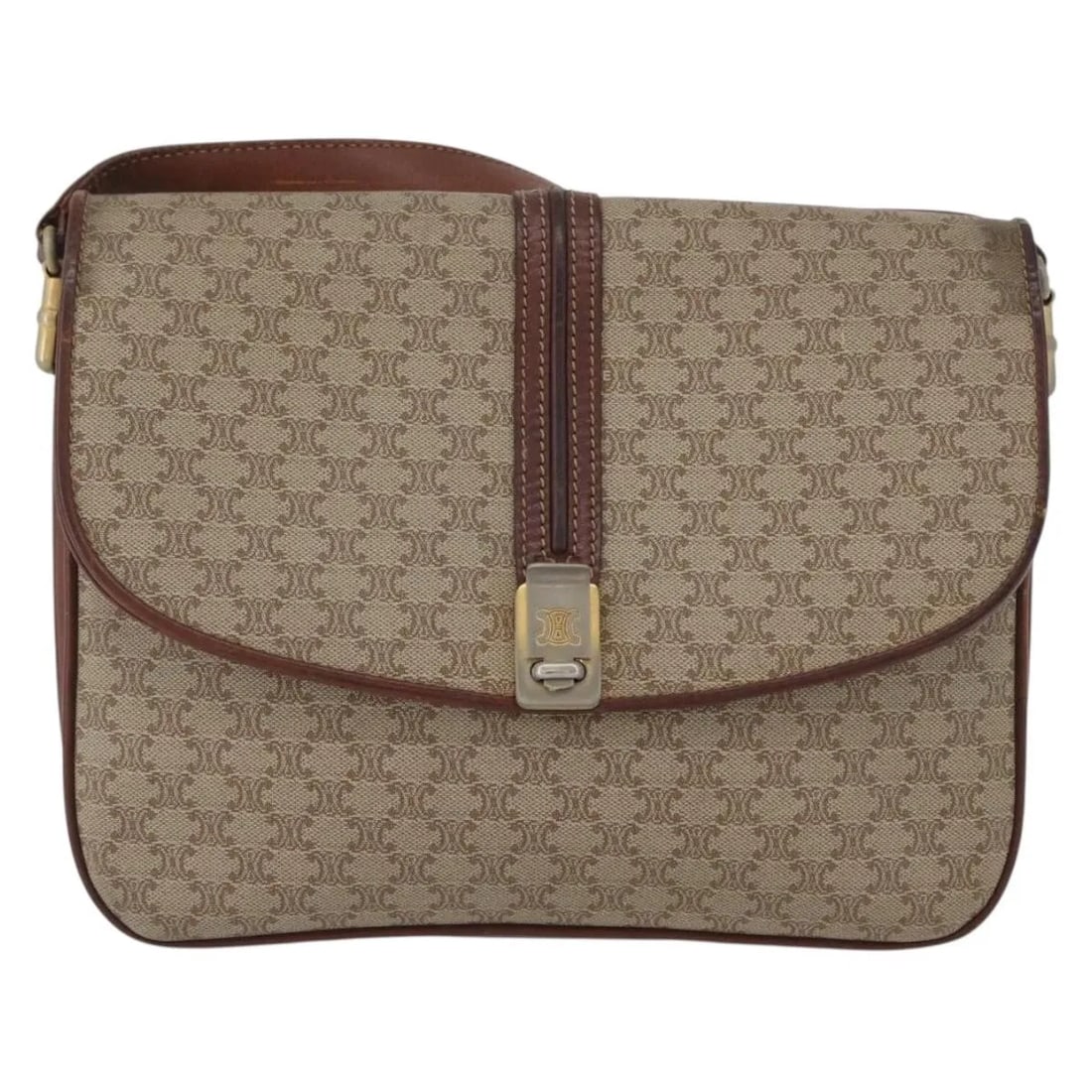 Celine Vintage Macadam Shoulder Bag Beige Canvas Leather: Celine Vintage Macadam Shoulder Bag Beige Canvas Leather This Celine Vintage Macadam Shoulder Bag features a classic beige canvas exterior with leather accents. Designed for unisex use, it offers a ti