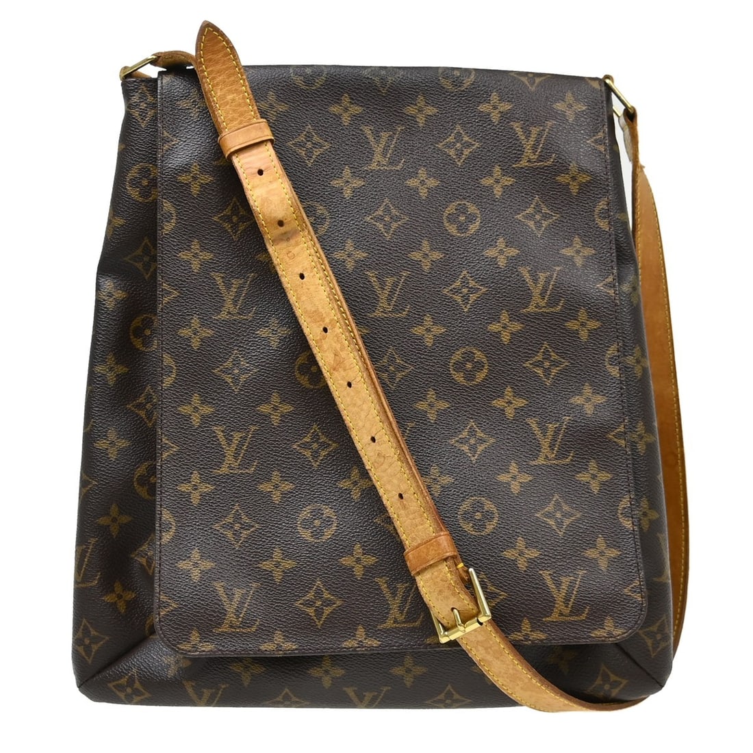Louis Vuitton Musette Monogram Canvas Shoulder Bag M51256: Louis Vuitton Musette Monogram Canvas Shoulder Bag M51256 Vintage Louis Vuitton Musette shoulder bag in brown Monogram canvas with leather strap and zip closure. This medium women's bag shows reasonab