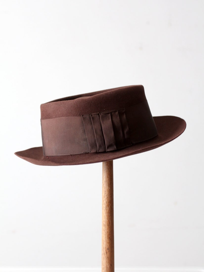 Mid Century Brown Felt Fedora with Royal Stetson Liner and Whippet Style (1 of 9)