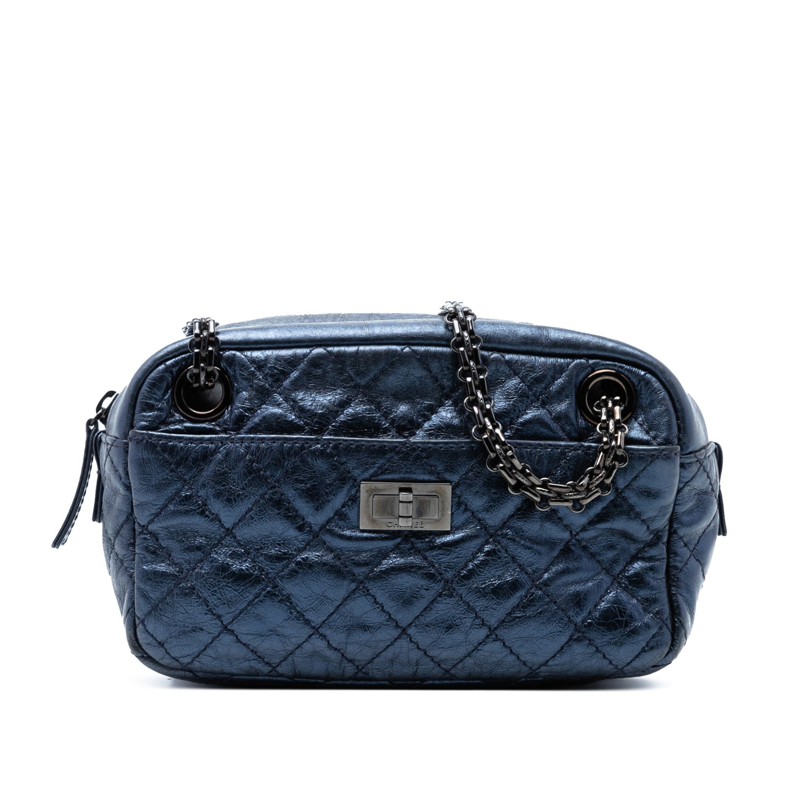 Chanel Reissue quilted calfskin camera crossbody bag blue (1 of 7)