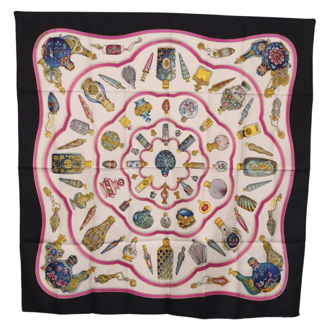Hermes Pourvu qu'on oit l'ivresse Carre 90 silk scarf black: Hermes Pourvu qu'on oit l'ivresse Carre 90 silk scarf black Hermes Carre 90 "Pourvu qu'on oit l'ivresse..." scarf in black silk. Made in France, this women's scarf is presented without the original bo