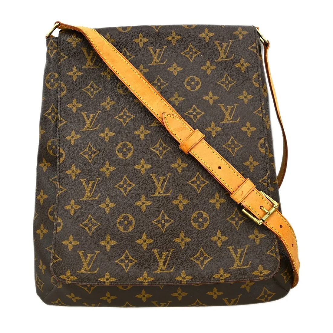 Louis Vuitton Musette Salsa shoulder bag in brown canvas: Louis Vuitton Musette Salsa shoulder bag in brown canvas Louis Vuitton Musette Salsa shoulder bag in brown monogram canvas. This unisex bag is made in France and is presented in fair condition with vi