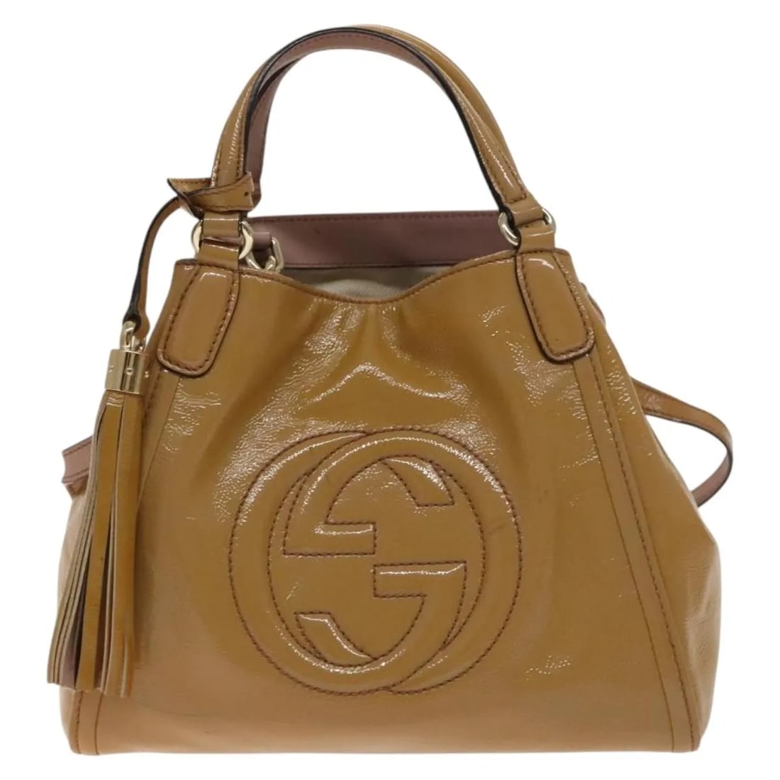 Gucci Soho Convertible Patent Leather Shoulder Bag Beige Italy (1 of 18)