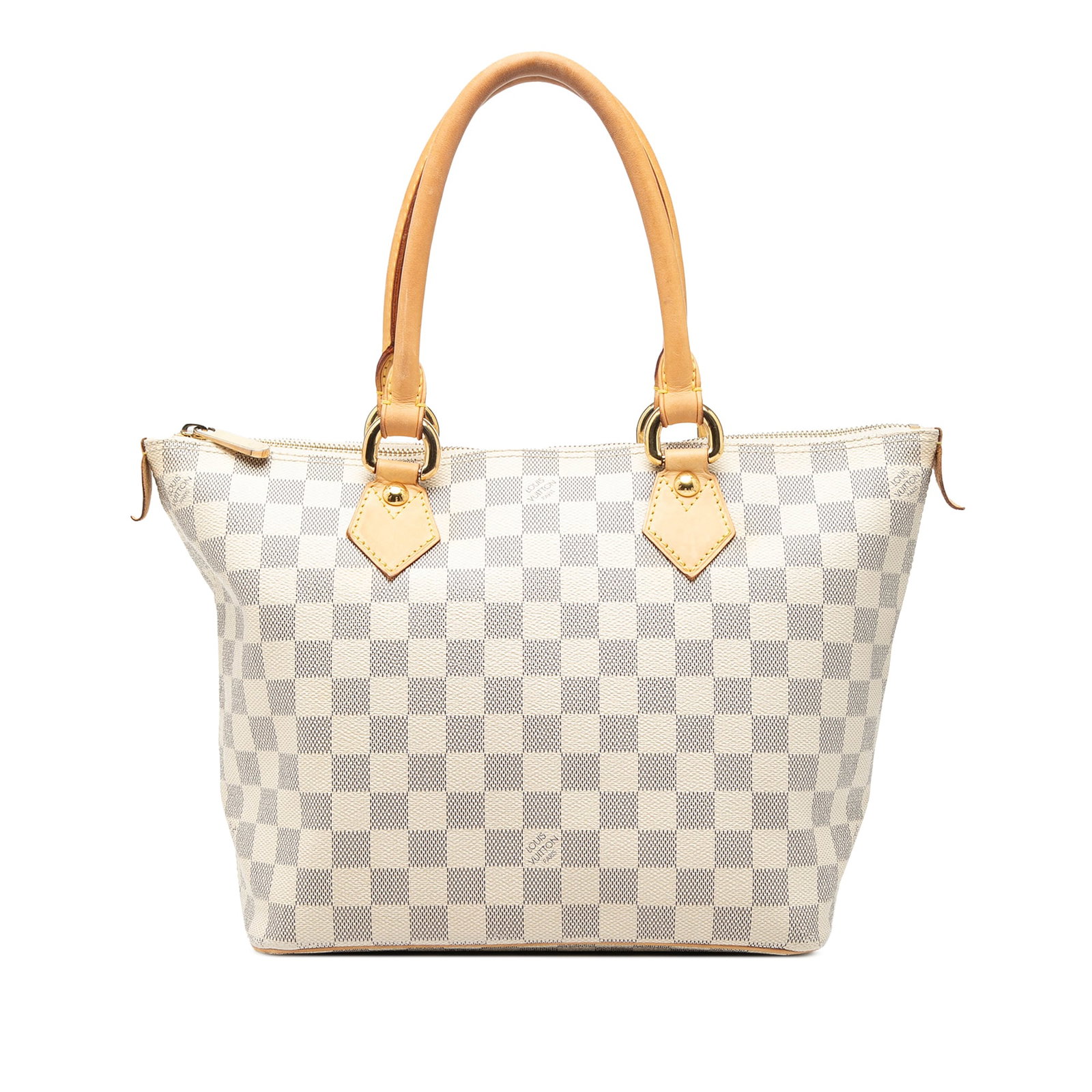 Louis Vuitton Damier Azur Saleya PM Tote Bag: Louis Vuitton Damier Azur Saleya PM Tote Bag The Louis Vuitton Damier Azur Saleya PM is crafted from signature Damier Azur canvas and features rolled vachetta leather handles, a secure top zip closure