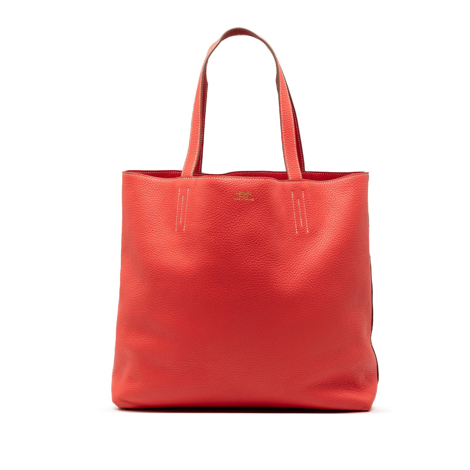 Hermes Double Sens 36 Bougainvillea Rouge Casaque Reversible Clemence Leather Tote: Hermes Double Sens 36 Bougainvillea Rouge Casaque Reversible Clemence Leather Tote This Hermes Double Sens 36 tote bag features a reversible design crafted from Clemence leather in Bougainvillea and R